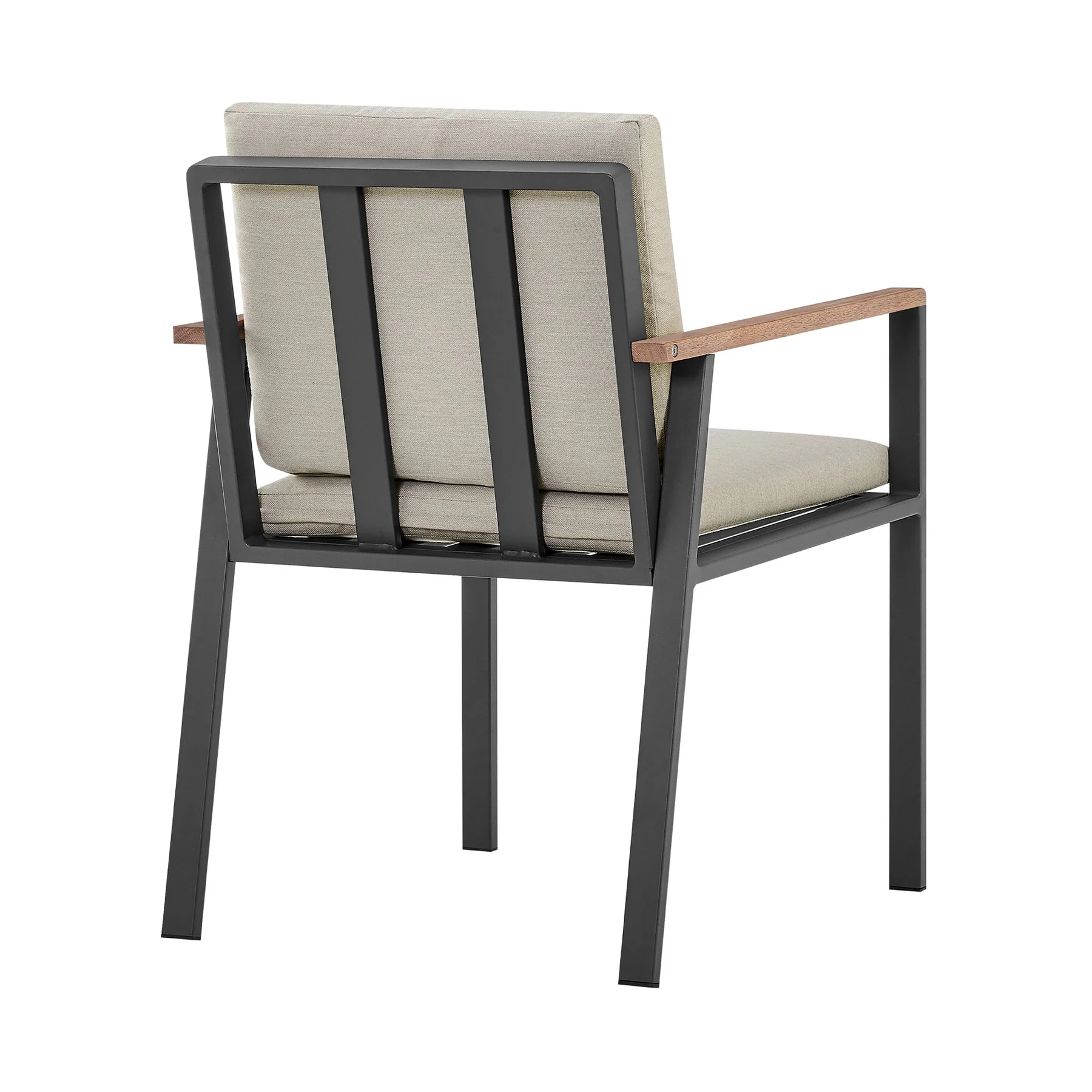 Nofi Outdoor Patio 9 Piece Dining Set in Charcoal Finish with Taupe Cushions - Image 3