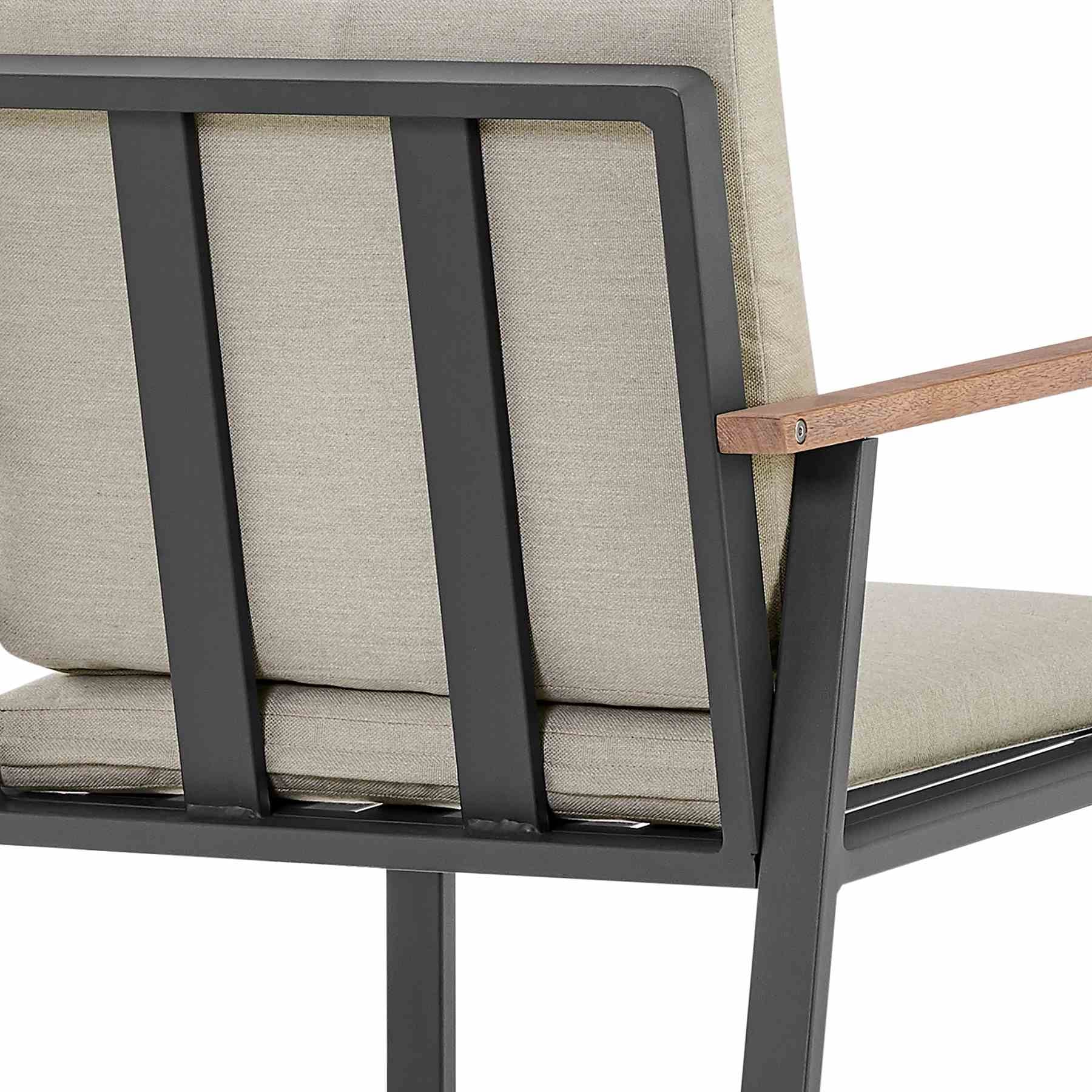 Nofi Outdoor Patio 9 Piece Dining Set in Charcoal Finish with Taupe Cushions - Image 7