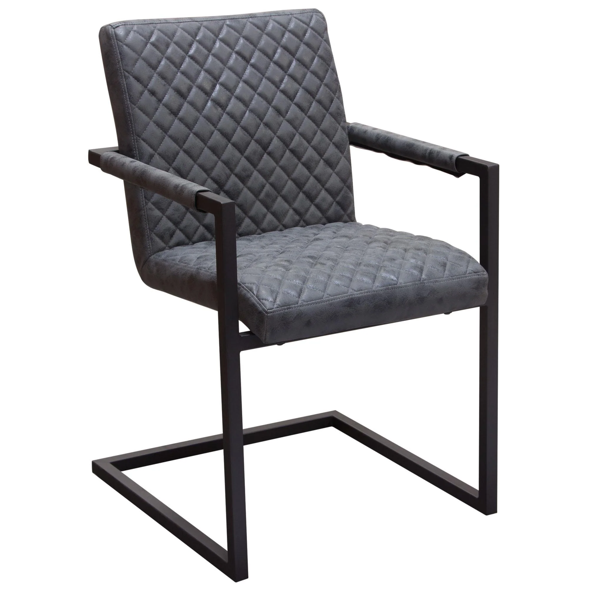 Nolan 2-Pack Dining Chairs in Charcoal Diamond Tufted Leatherette on Charcoal Powder Coat Frame by Diamond Sofa - Image 3
