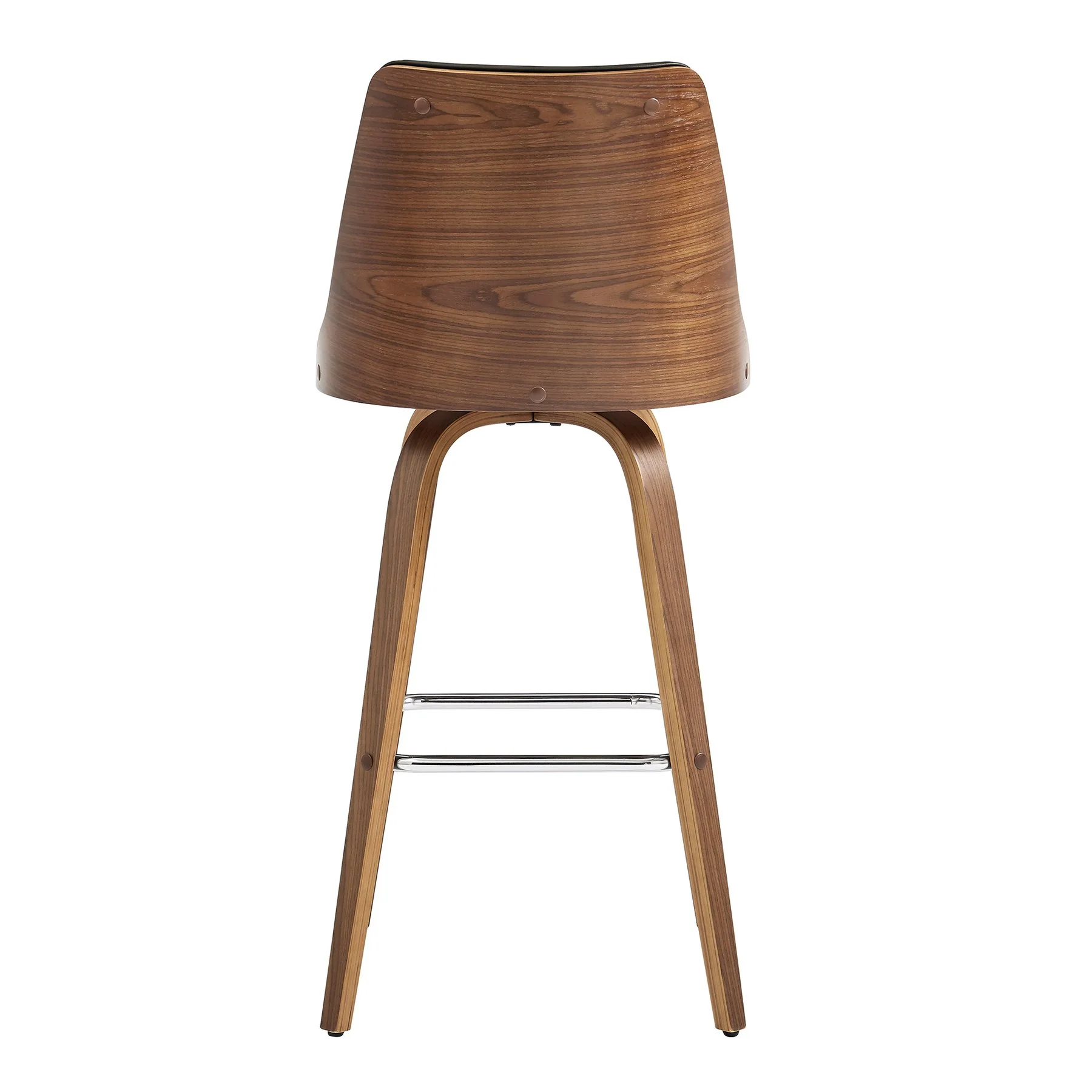 Nolte 26" Swivel Counter Stool in Brown Faux Leather and Walnut Wood - Image 5