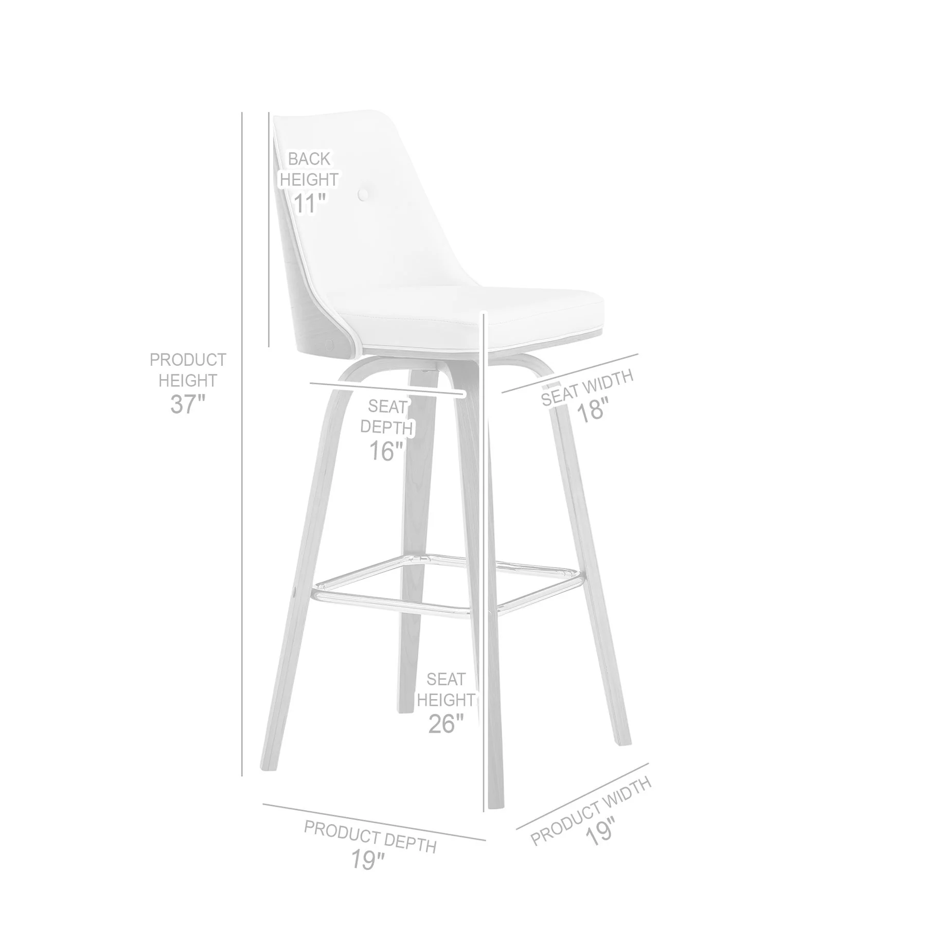 Nolte 26" Swivel Counter Stool in Brown Faux Leather and Walnut Wood - Image 8