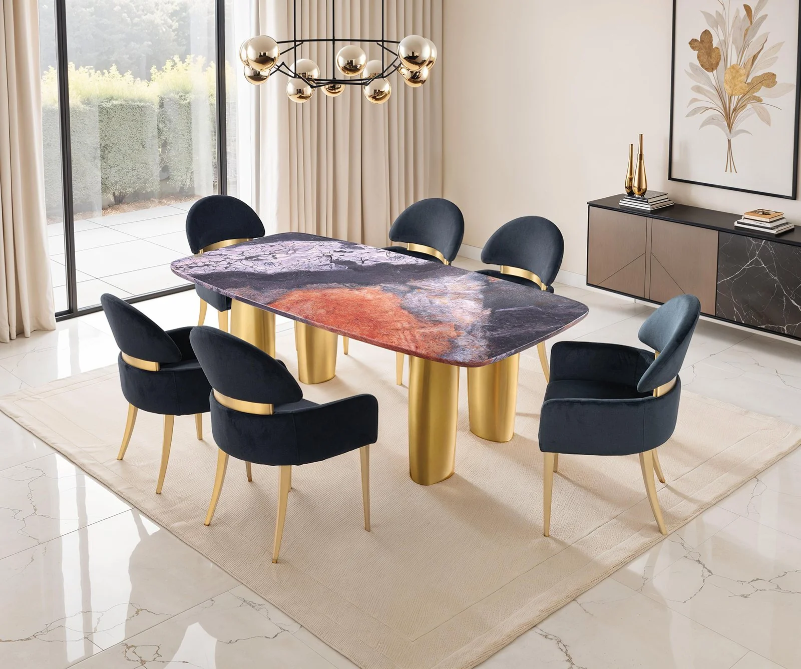 Northolt 7 Pc. Dining Table Set, Black Chair - Image 2