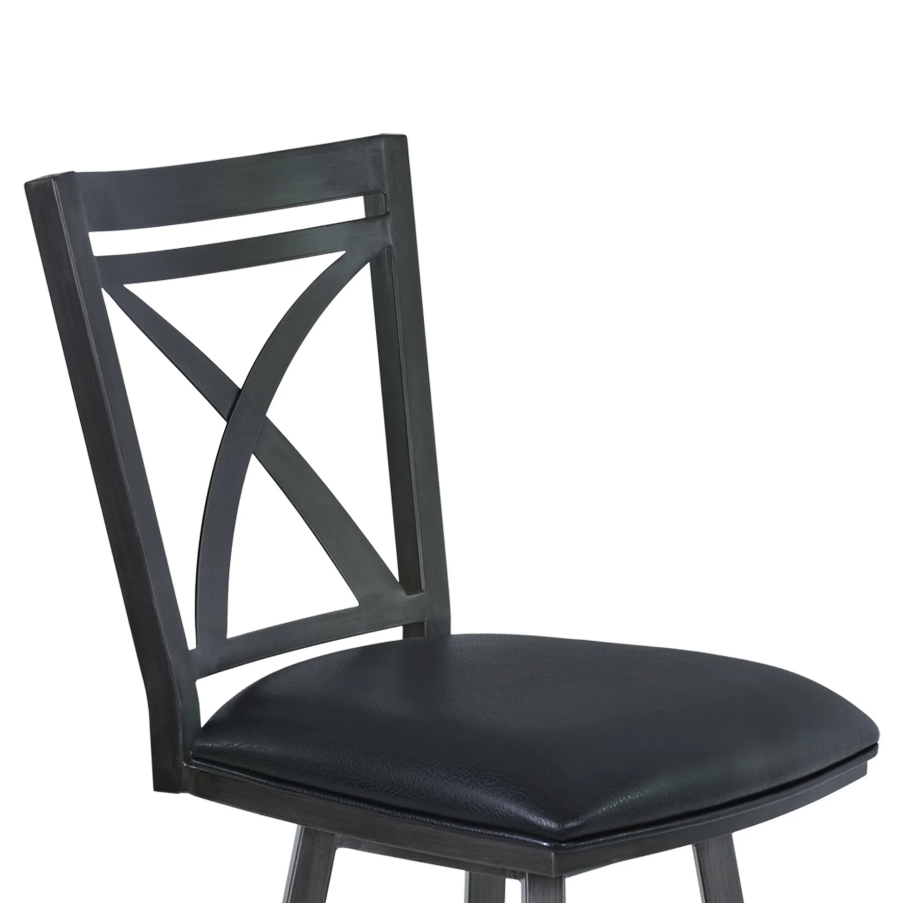Nova 26" Counter Height Metal Swivel Barstool in Ford Black Pu and Mineral Finish - Image 3