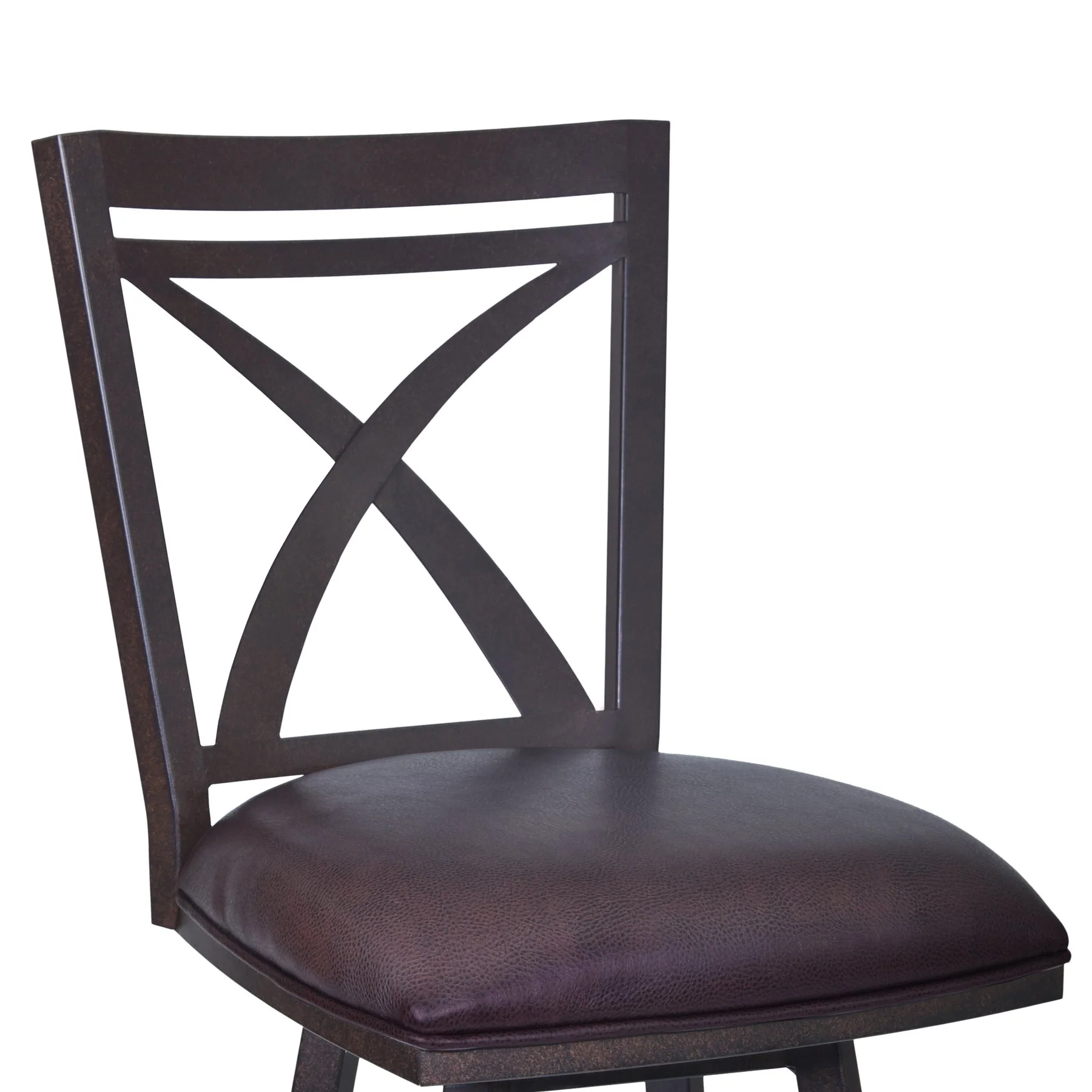 Nova 30" Bar Height Swivel Metal Barstool in Auburn Bay finish with Brown Faux Leather - Image 3