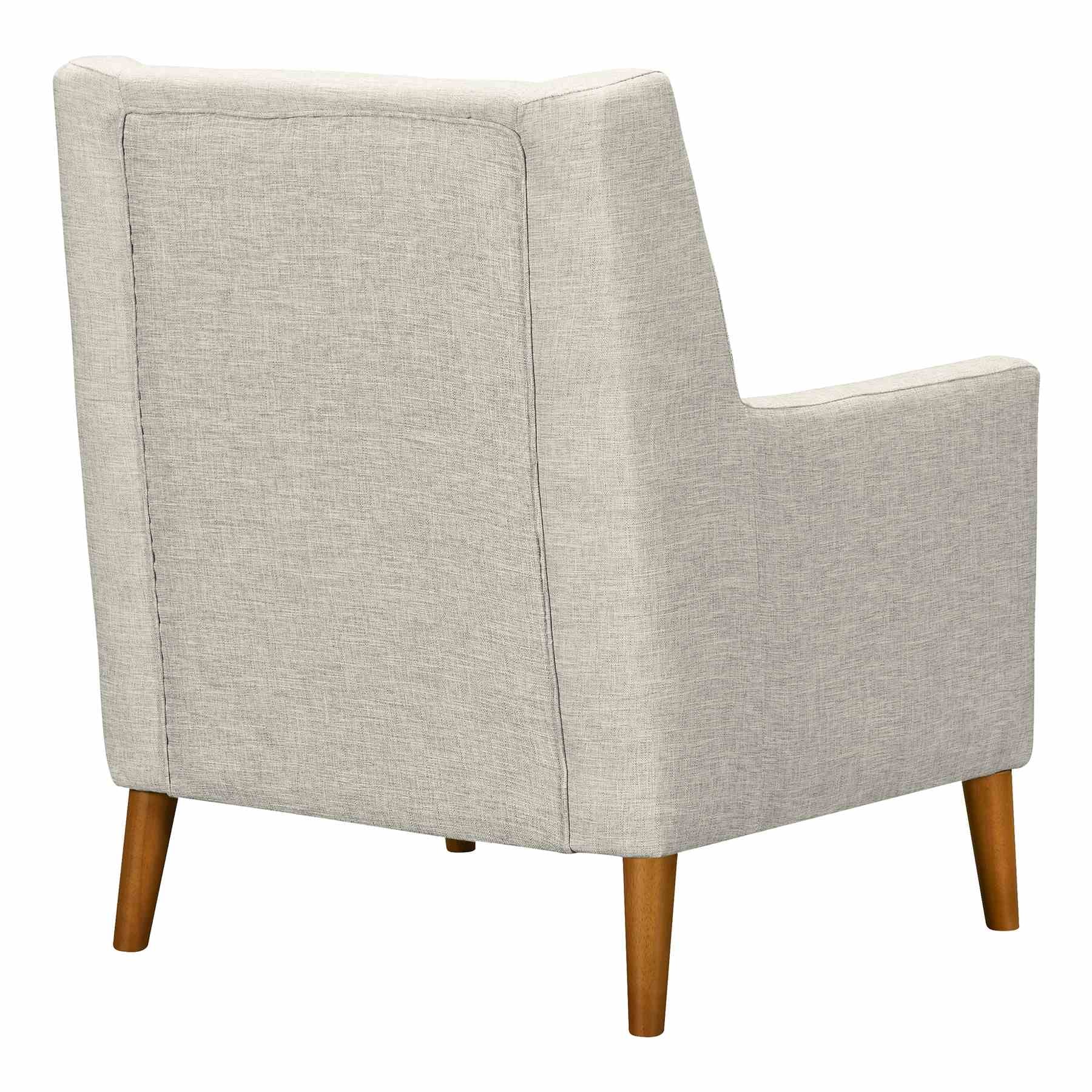 Nubia Mid-Century Accent Chair in Champagne Wood Finish and Beige Fabric - Image 3