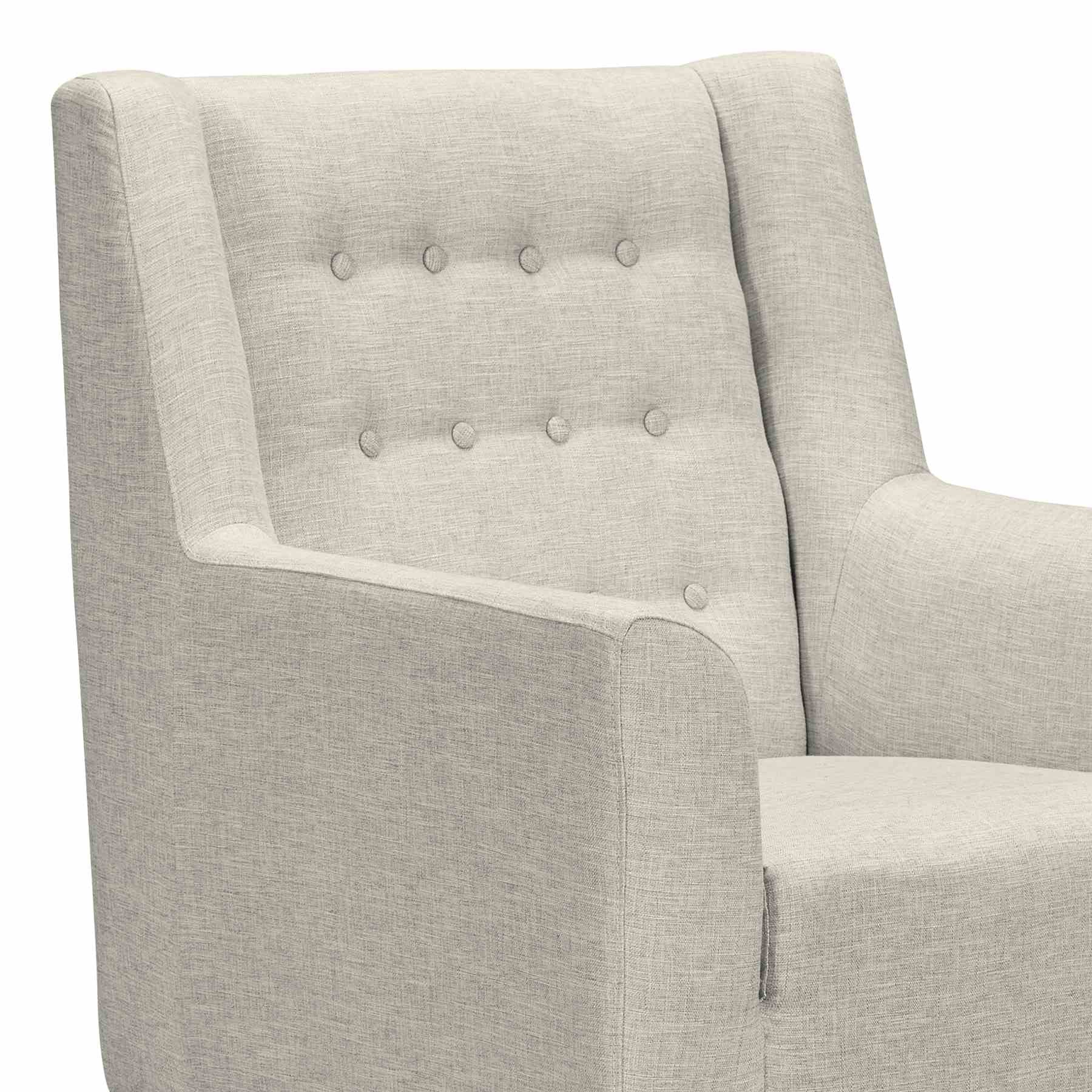 Nubia Mid-Century Accent Chair in Champagne Wood Finish and Beige Fabric - Image 4