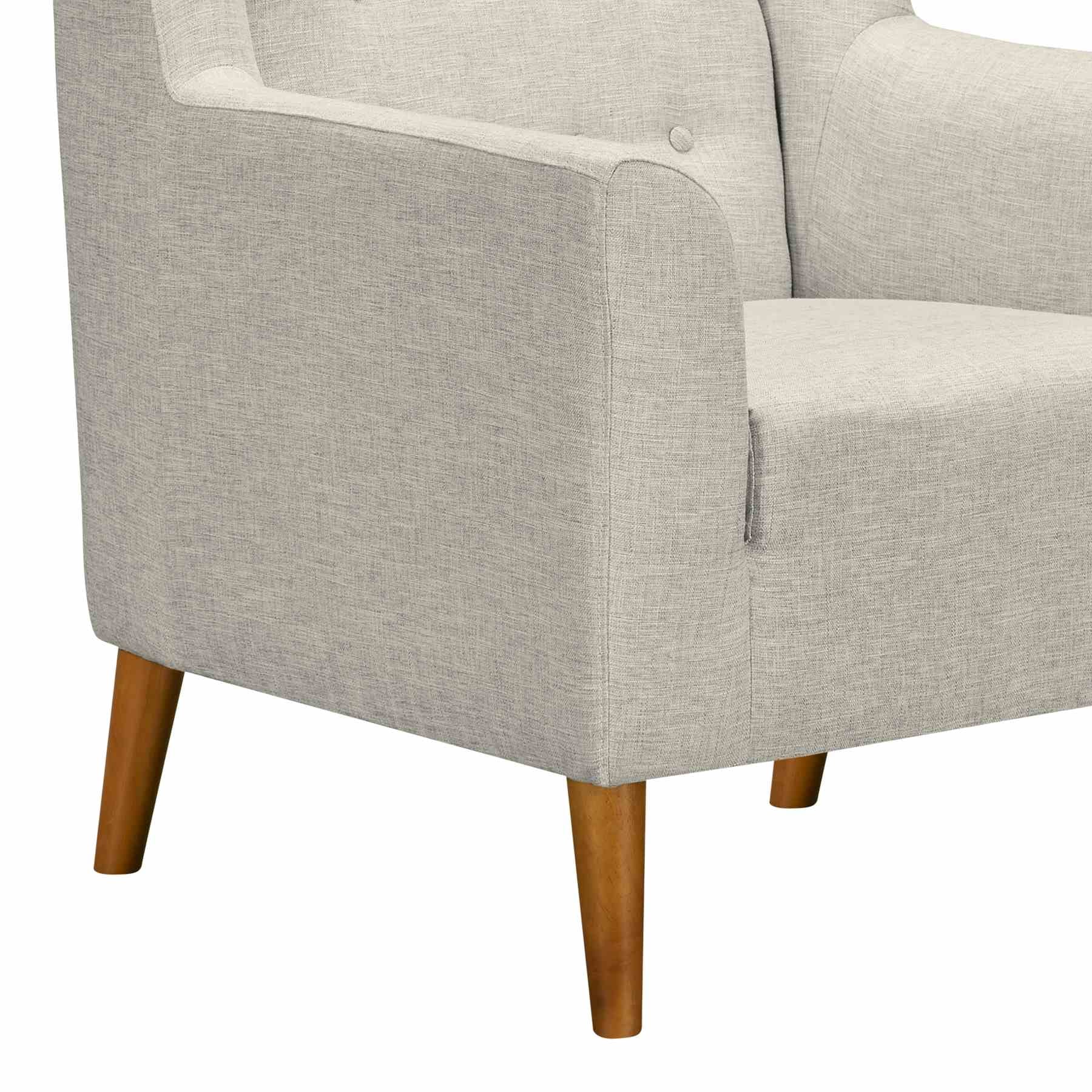 Nubia Mid-Century Accent Chair in Champagne Wood Finish and Beige Fabric - Image 5