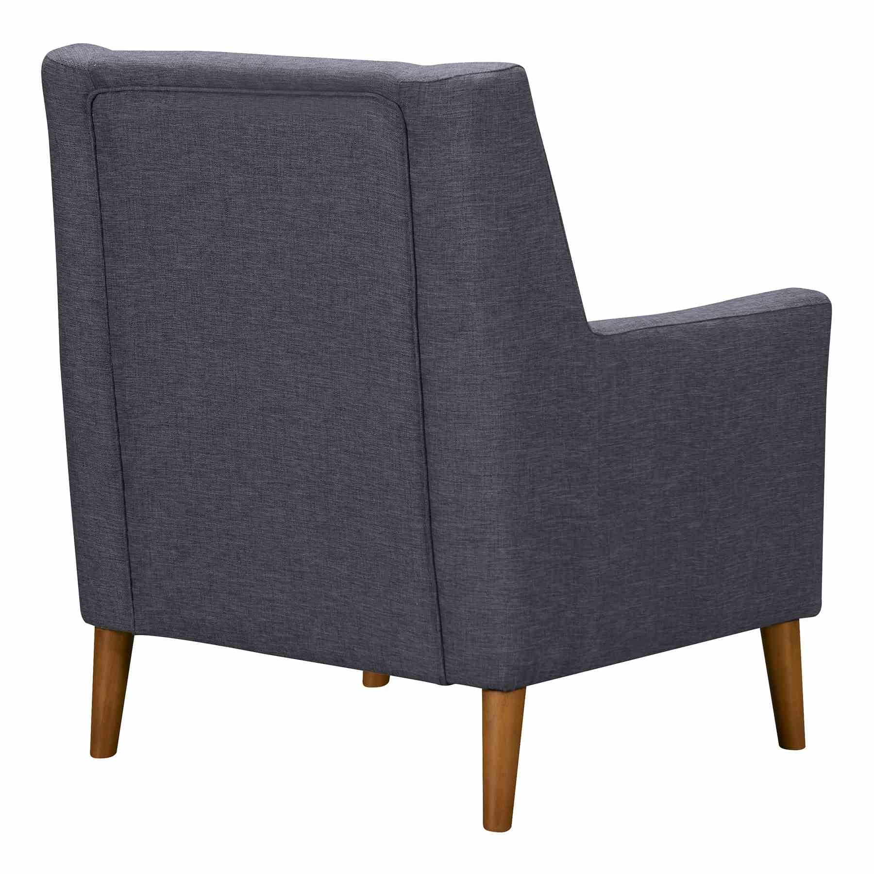Nubia Mid-Century Accent Chair in Champagne Wood Finish and Dark Gray Fabric - Image 3