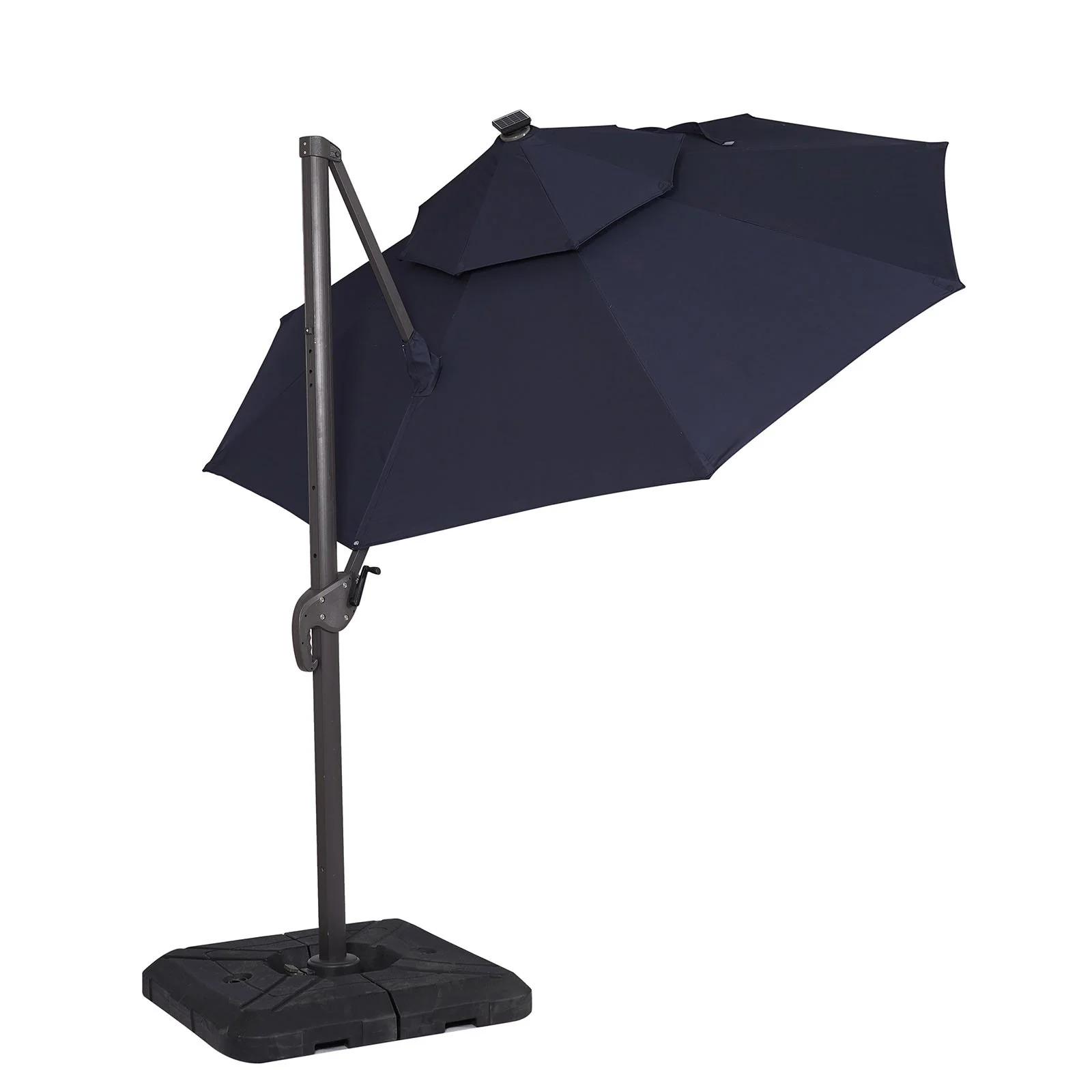 Nuti 10' Round Umbrella, LED Light, Navy + Base - Image 3