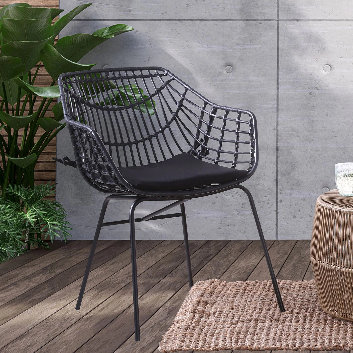 Nya Patio Chair (2/CTN), Black