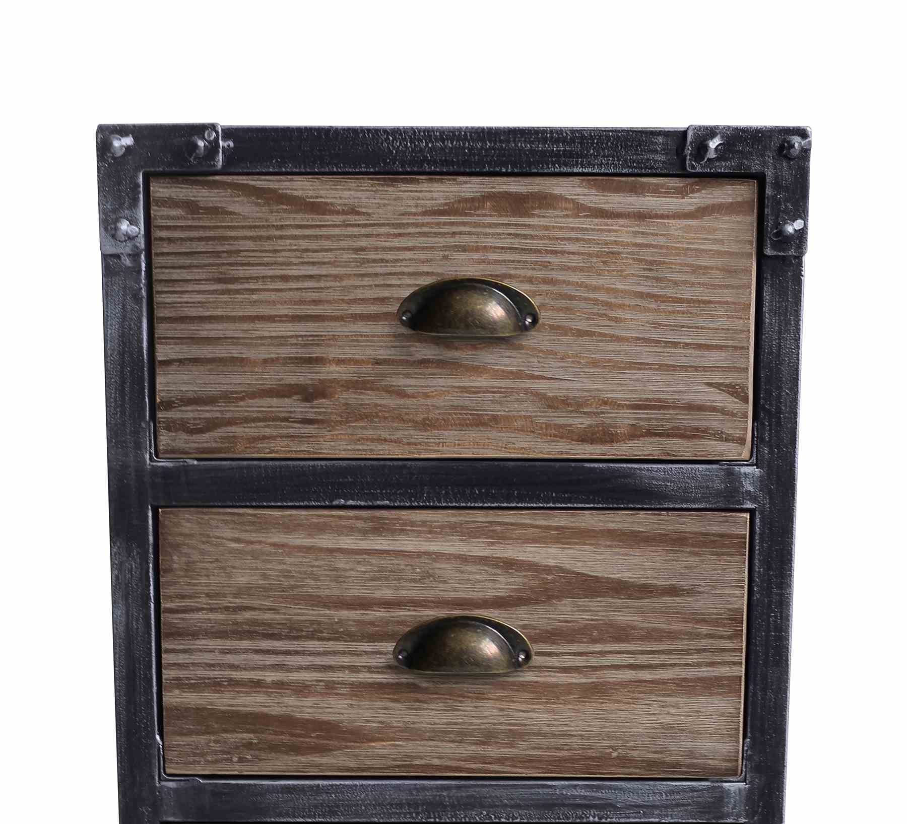 Nyx Industrial 3-Drawer End Table in Industrial Gray and Pine Wood - Image 3