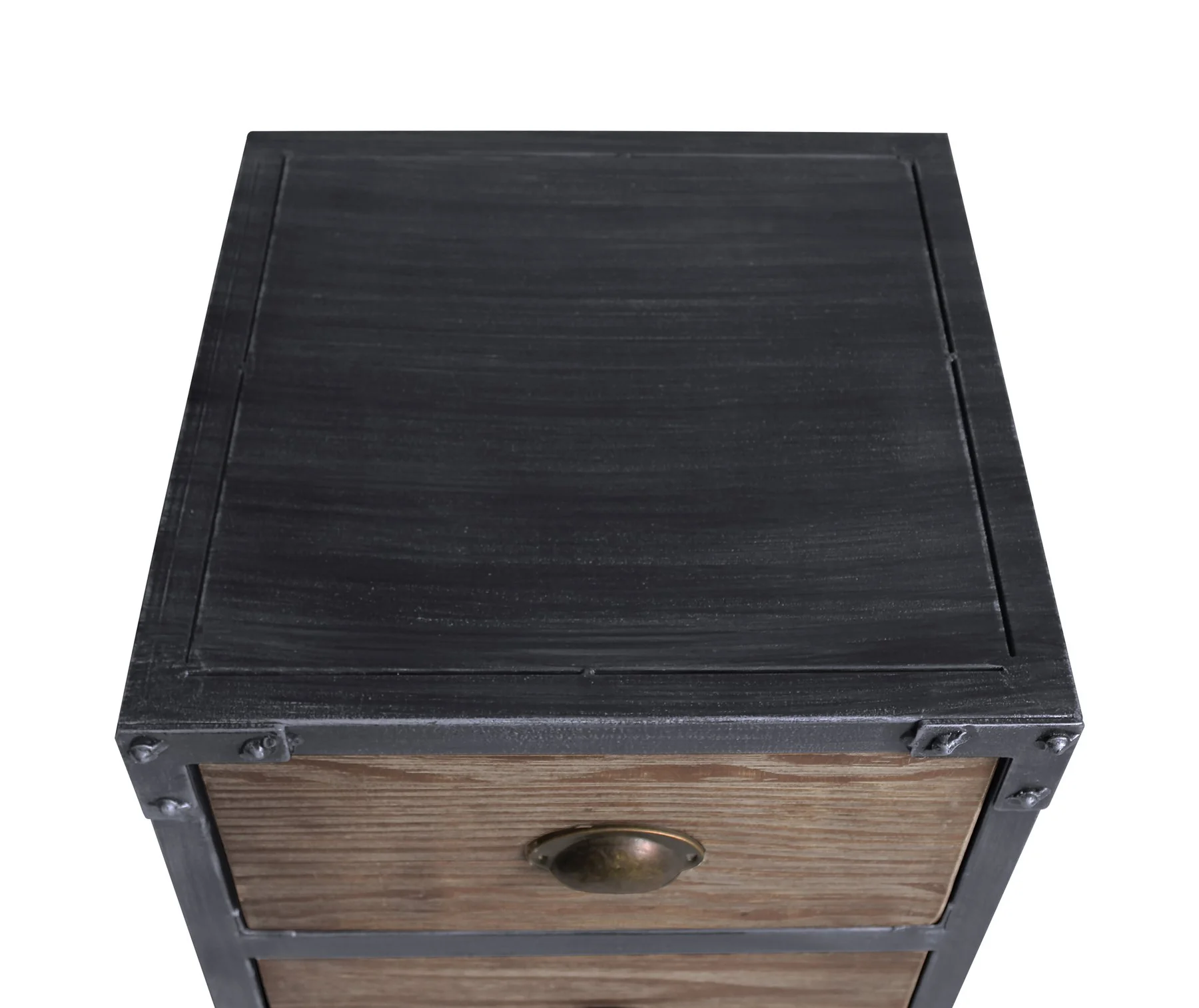 Nyx Industrial 3-Drawer End Table in Industrial Gray and Pine Wood - Image 5