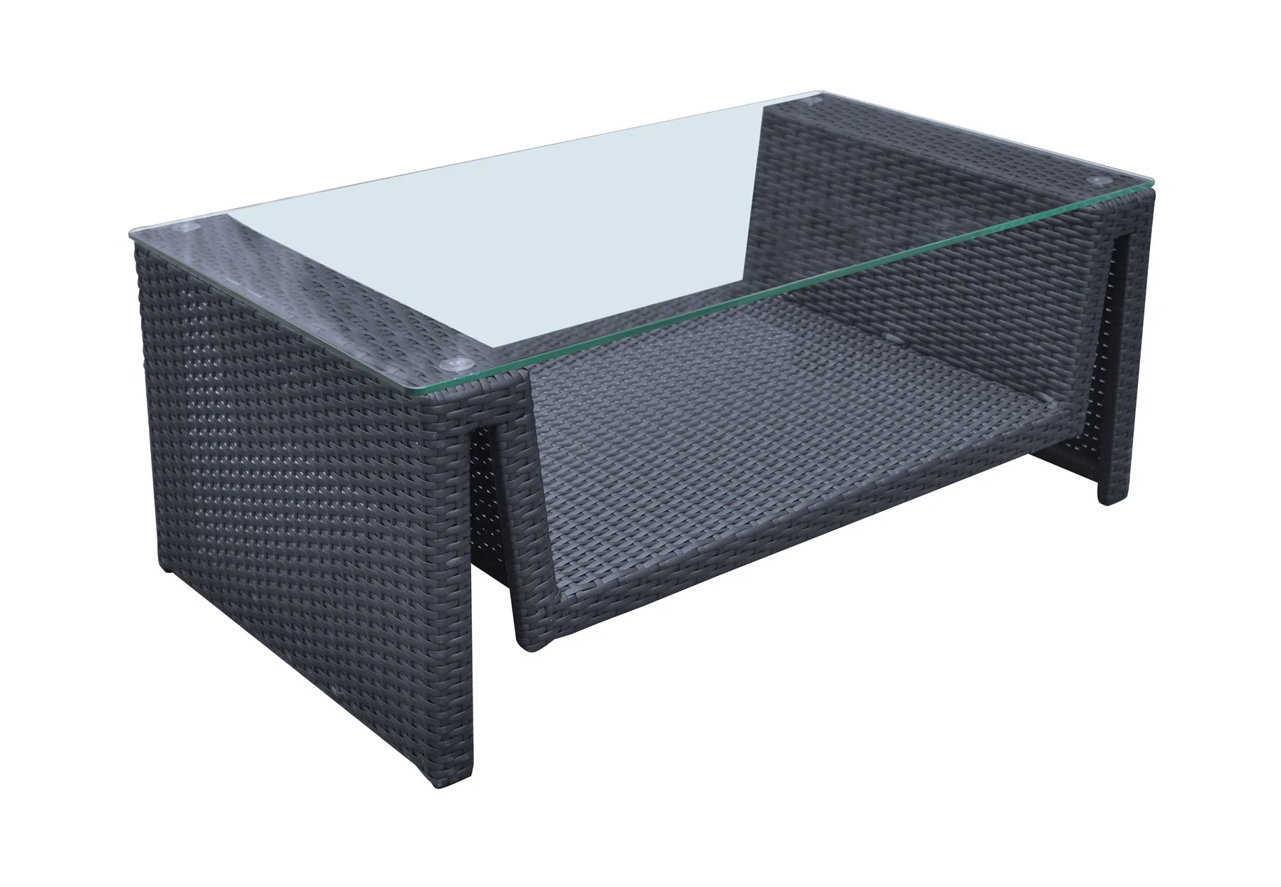 Oahu 4 piece Outdoor Wicker Patio Set with Brown Fabric Cushions and Tempered Glass Top - Image 6