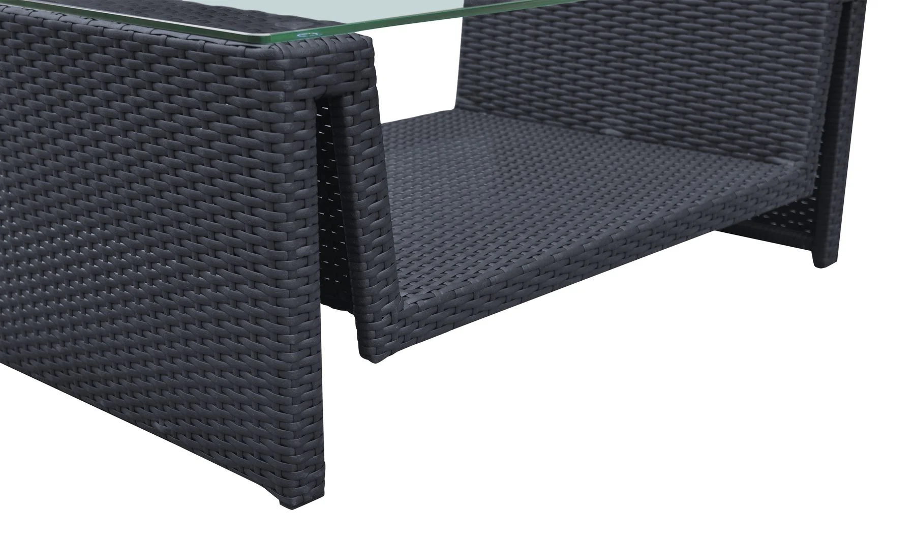 Oahu 4 piece Outdoor Wicker Patio Set with Brown Fabric Cushions and Tempered Glass Top - Image 8