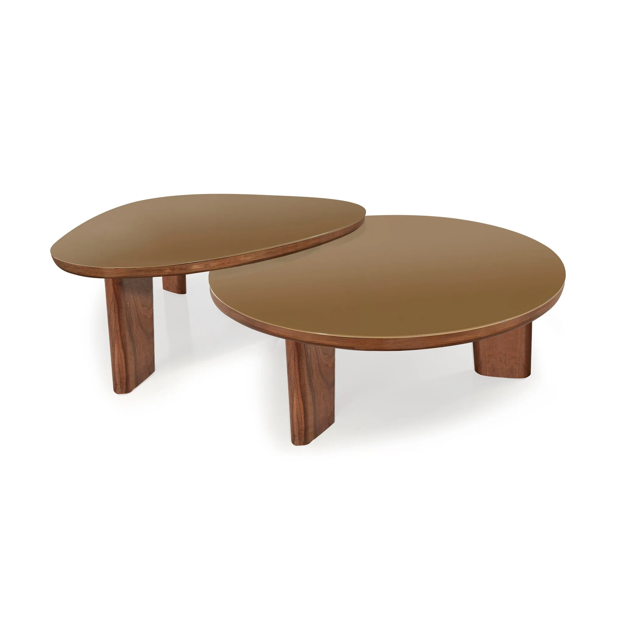 Oani Walnut and Glass Round Coffee Table - Image 7