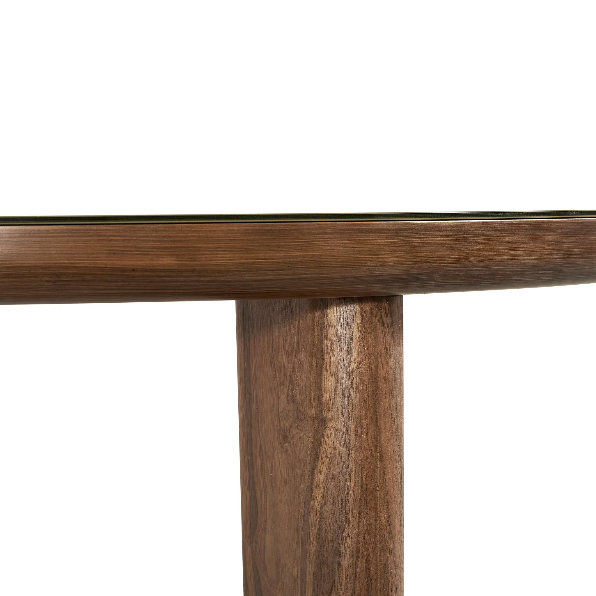 Oani Walnut and Glass Round Dining Table - Image 6