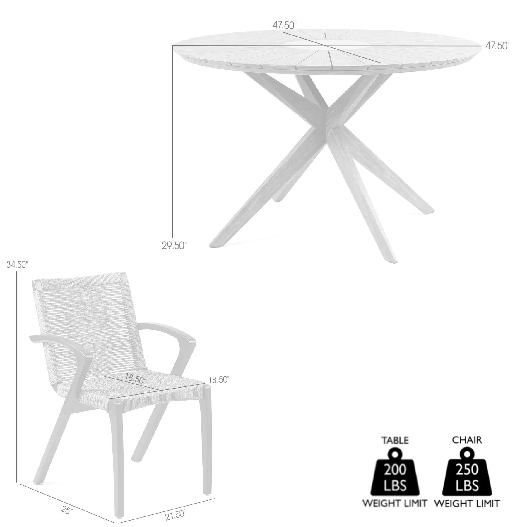 Oasis and Brielle Outdoor 5 Piece Light Eucalyptus and Stone Dining Set - Image 8