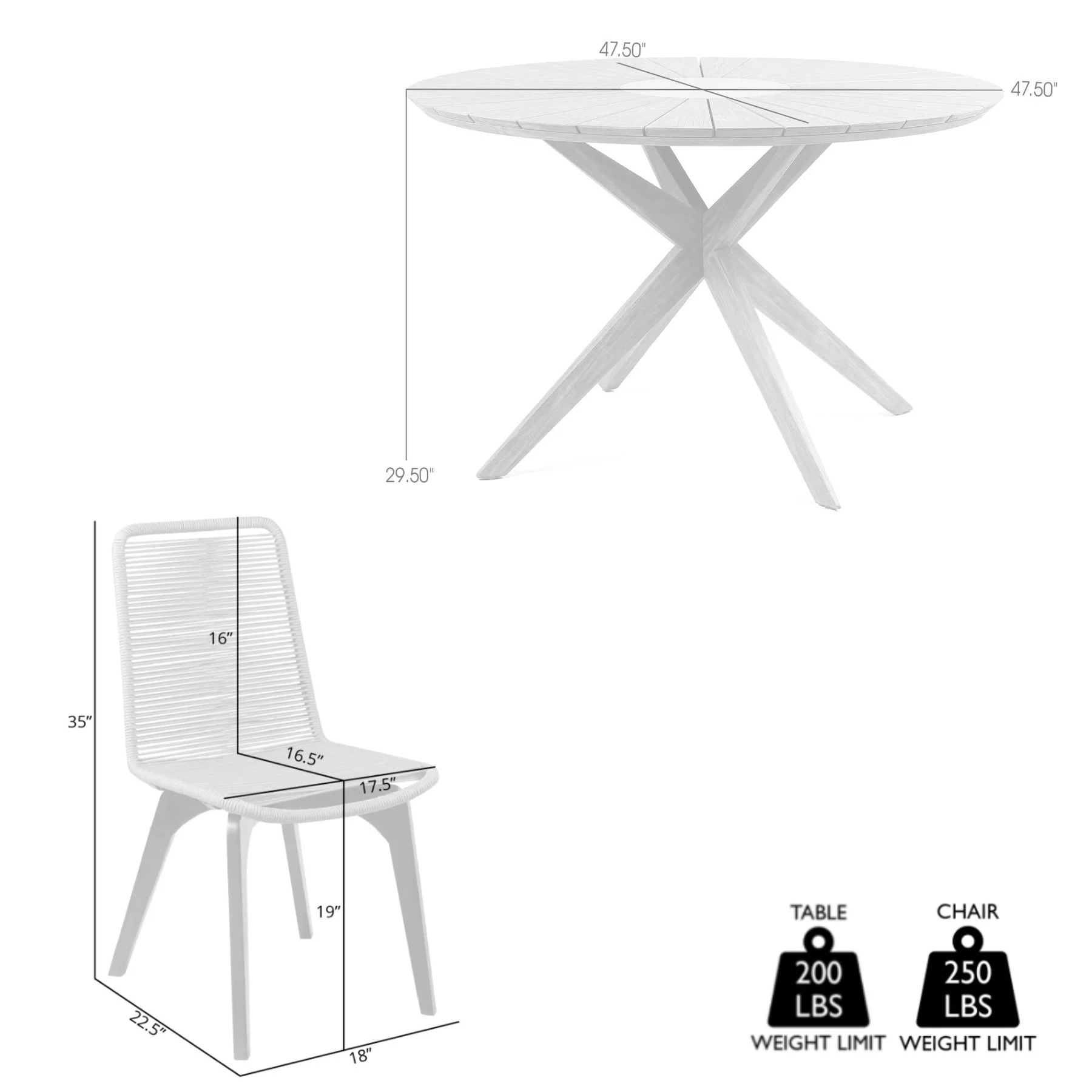 Oasis and Island Outdoor 5 Piece Light Eucalyptus and Stone Dining Set - Image 8