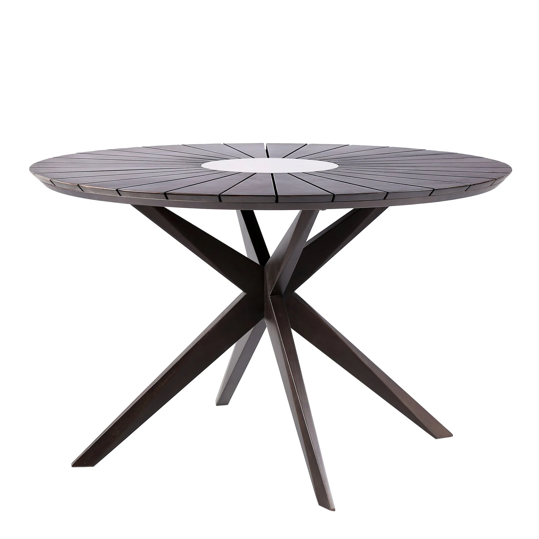 Oasis Doris Outdoor Patio 5 Piece Round Dining Set in Eucalyptus Wood with Truffle Rope - Image 4