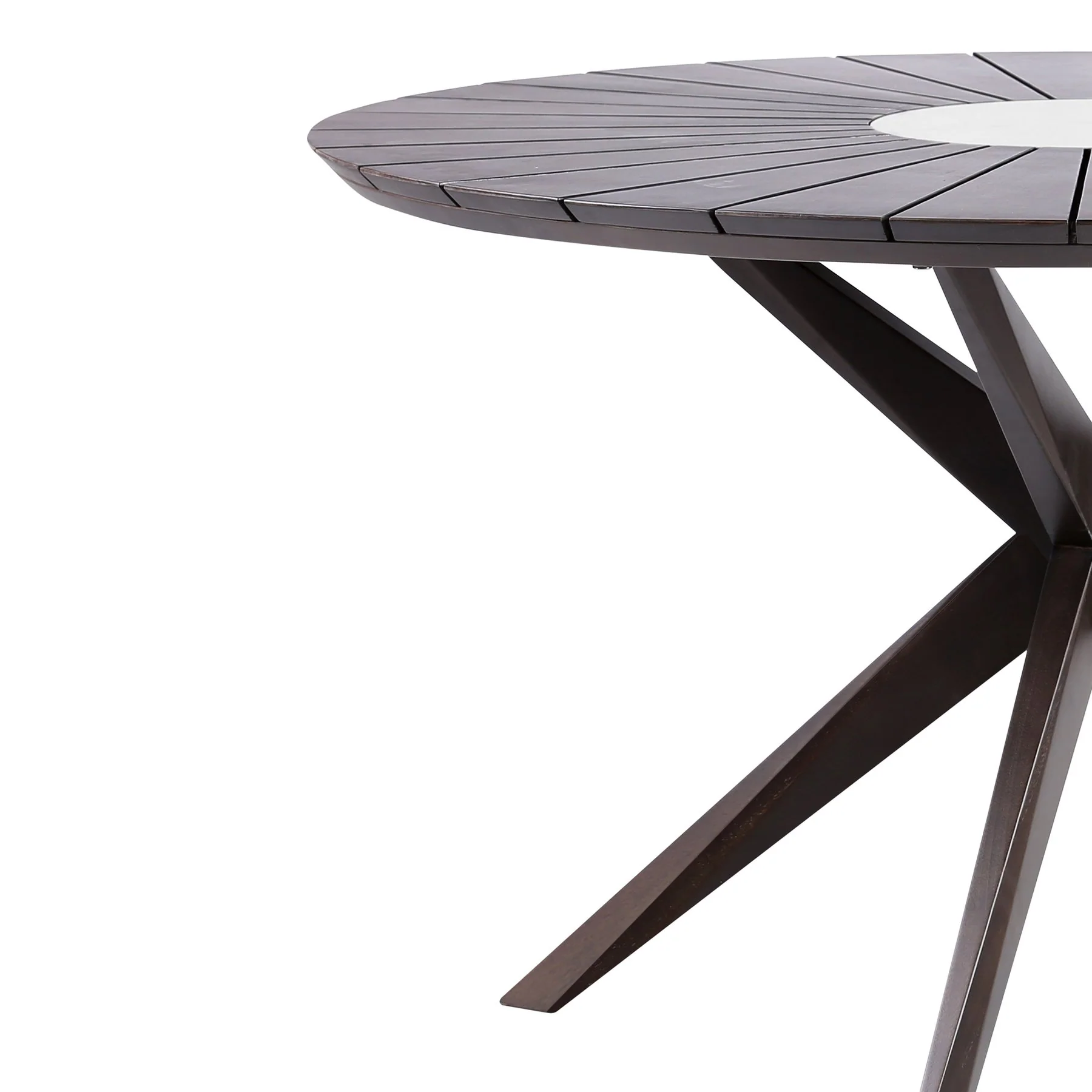 Oasis Outdoor Dark Eucalyptus Wood and Stone Round Dining Table - Image 2