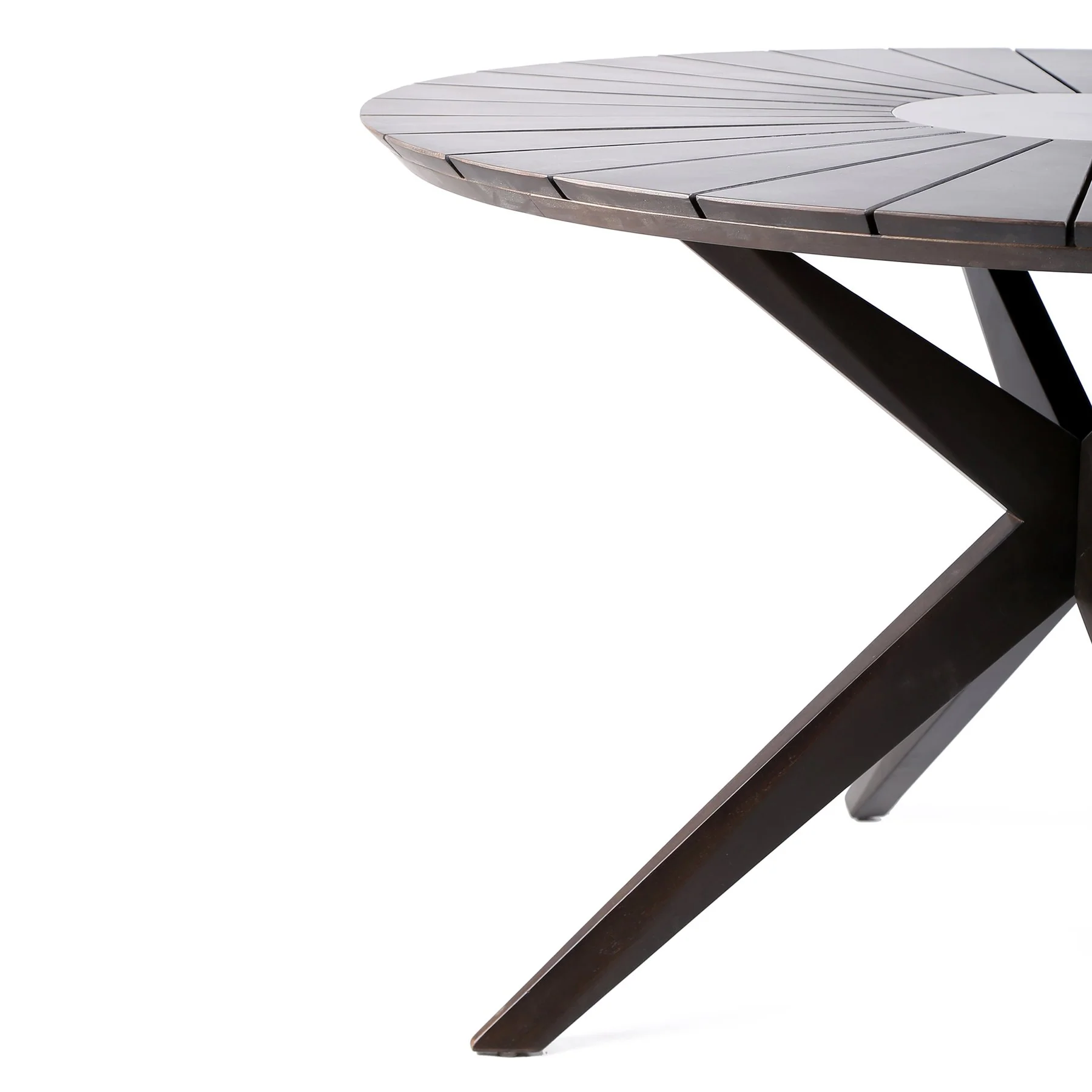 Oasis Outdoor Dark Eucalyptus Wood and Stone Round Dining Table - Image 3