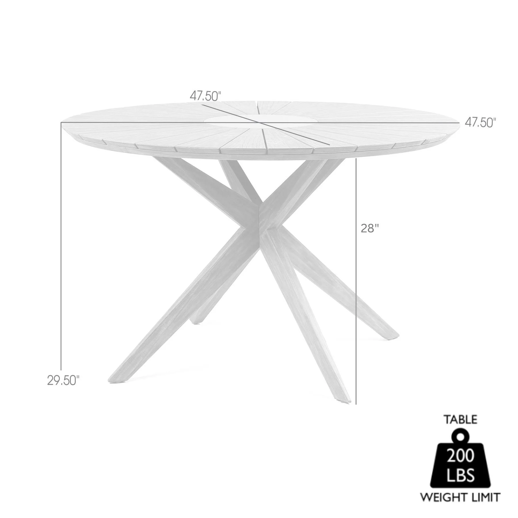 Oasis Outdoor Dark Eucalyptus Wood and Stone Round Dining Table - Image 5