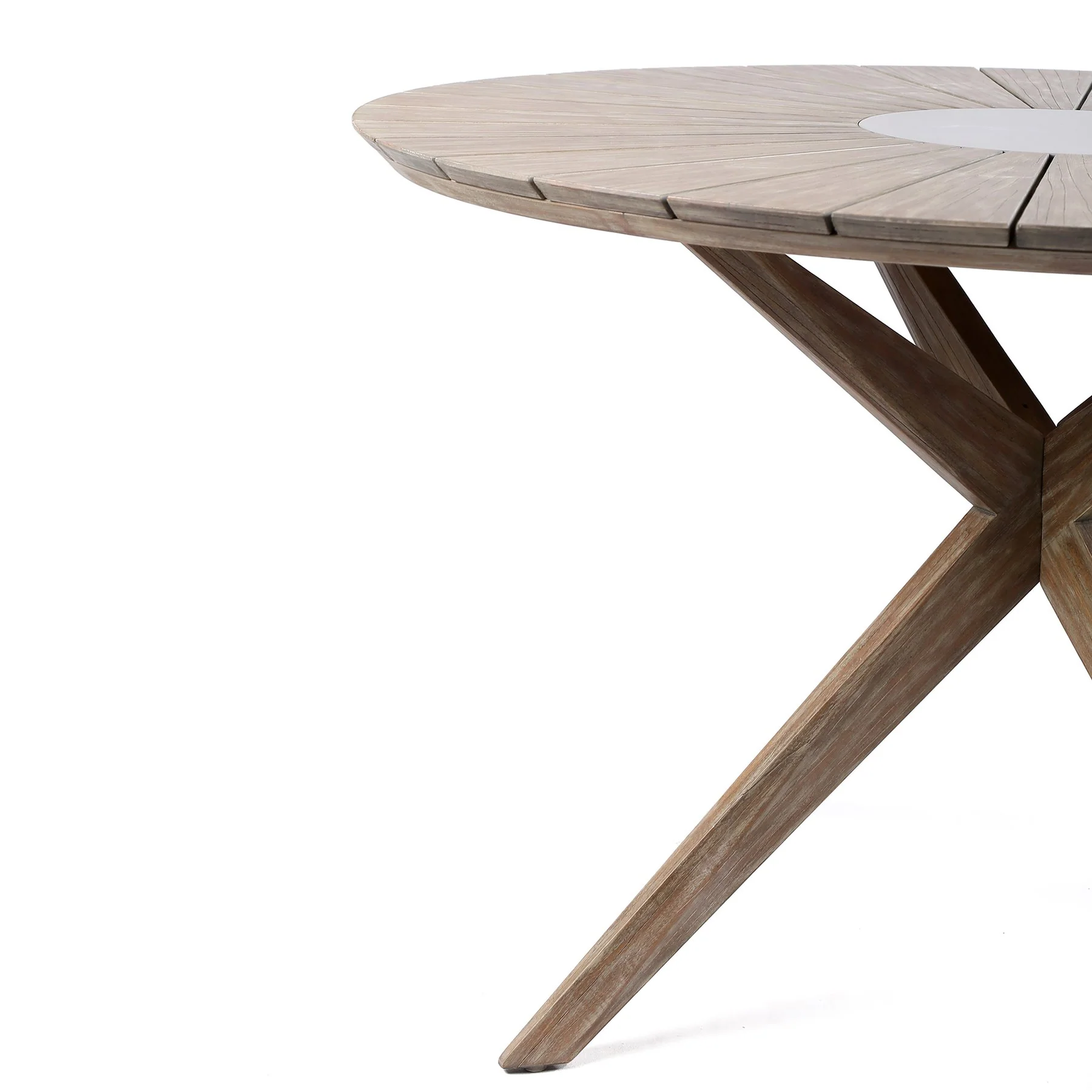 Oasis Outdoor Light Eucalyptus Wood and Stone Round Dining Table - Image 3