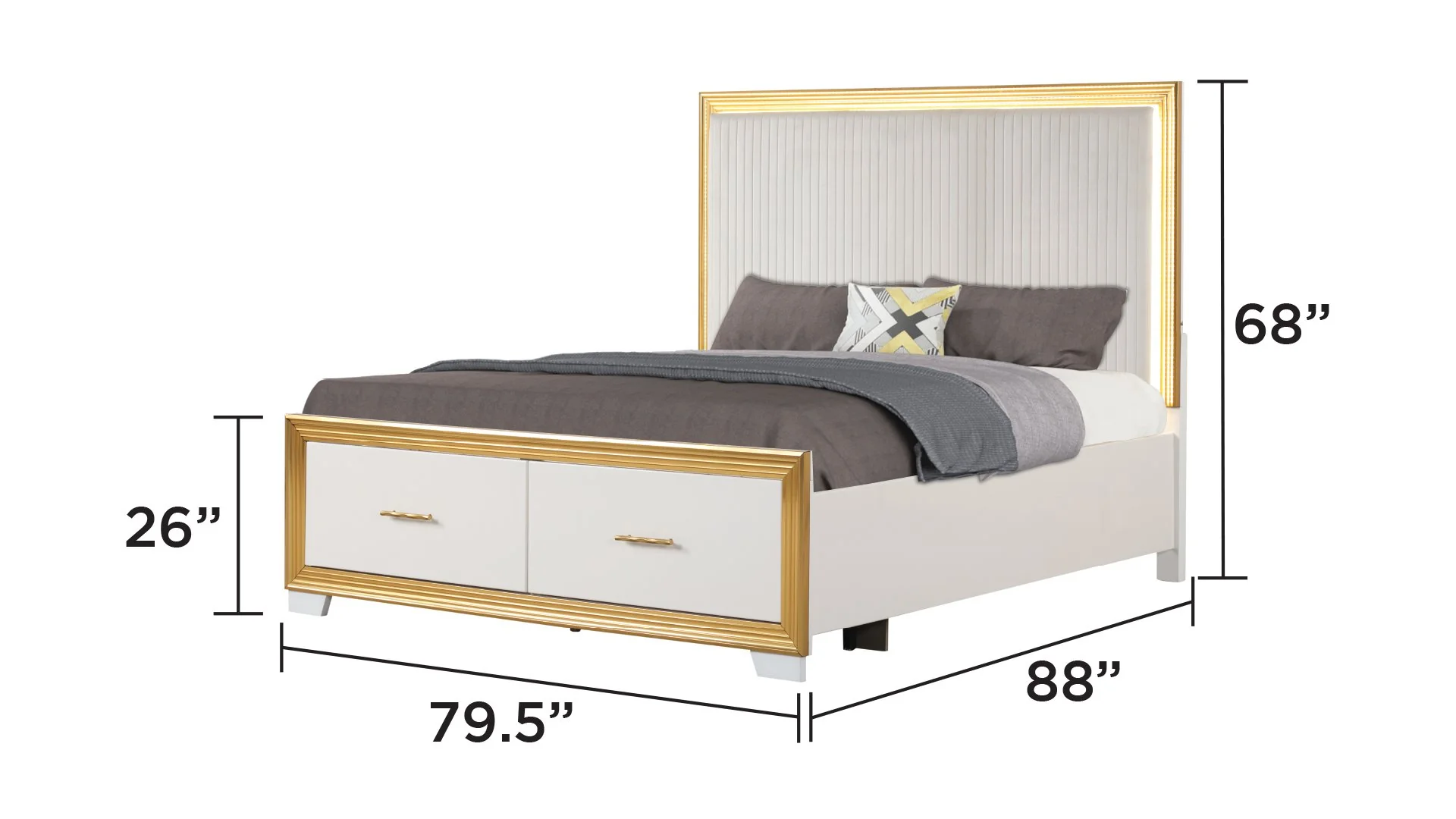 Obsession King Bed White & Gold - Image 6