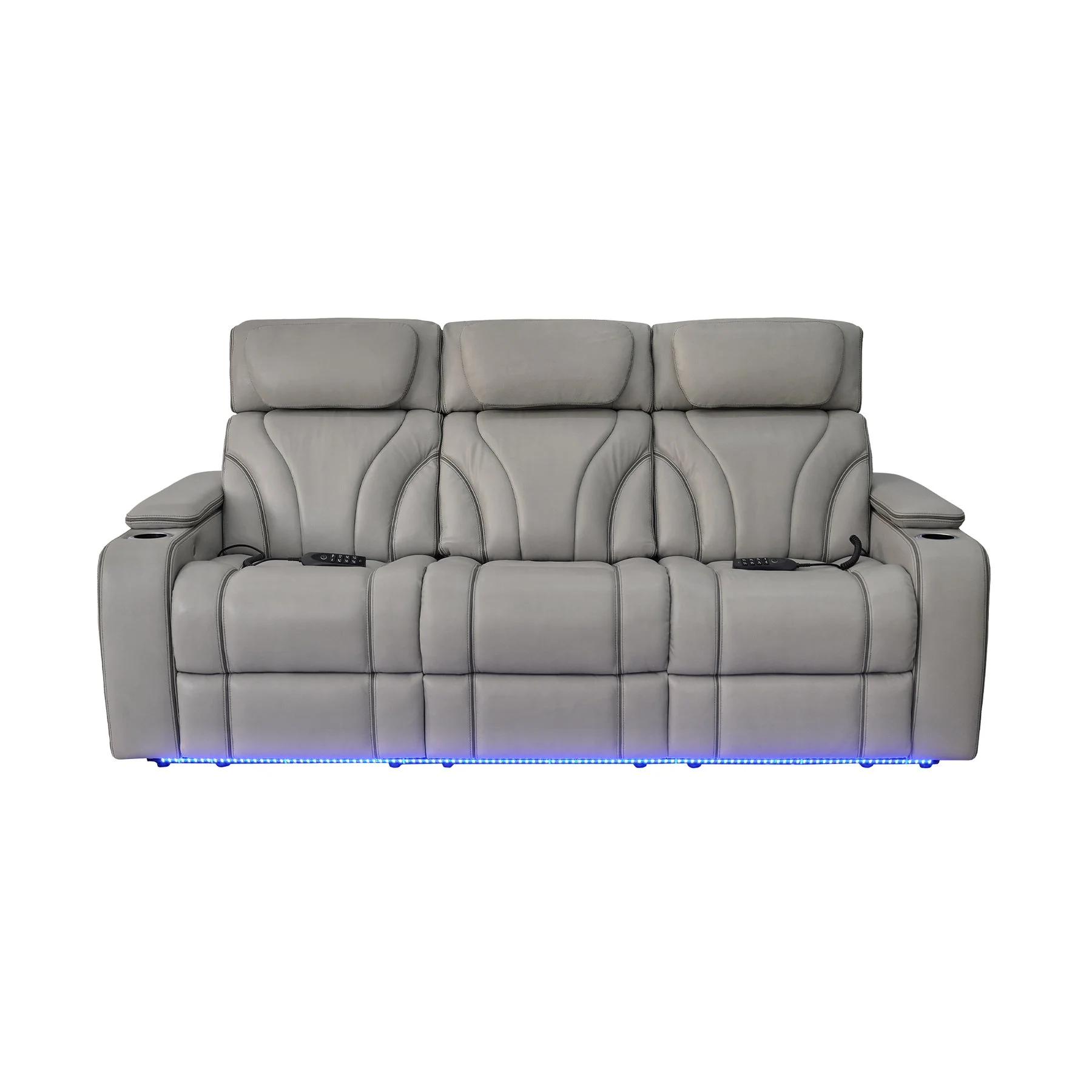 Octavia 86" Zero Gravity Power Reclining Sofa with Heat and Massage in Silver and Gray Leather - Image 2