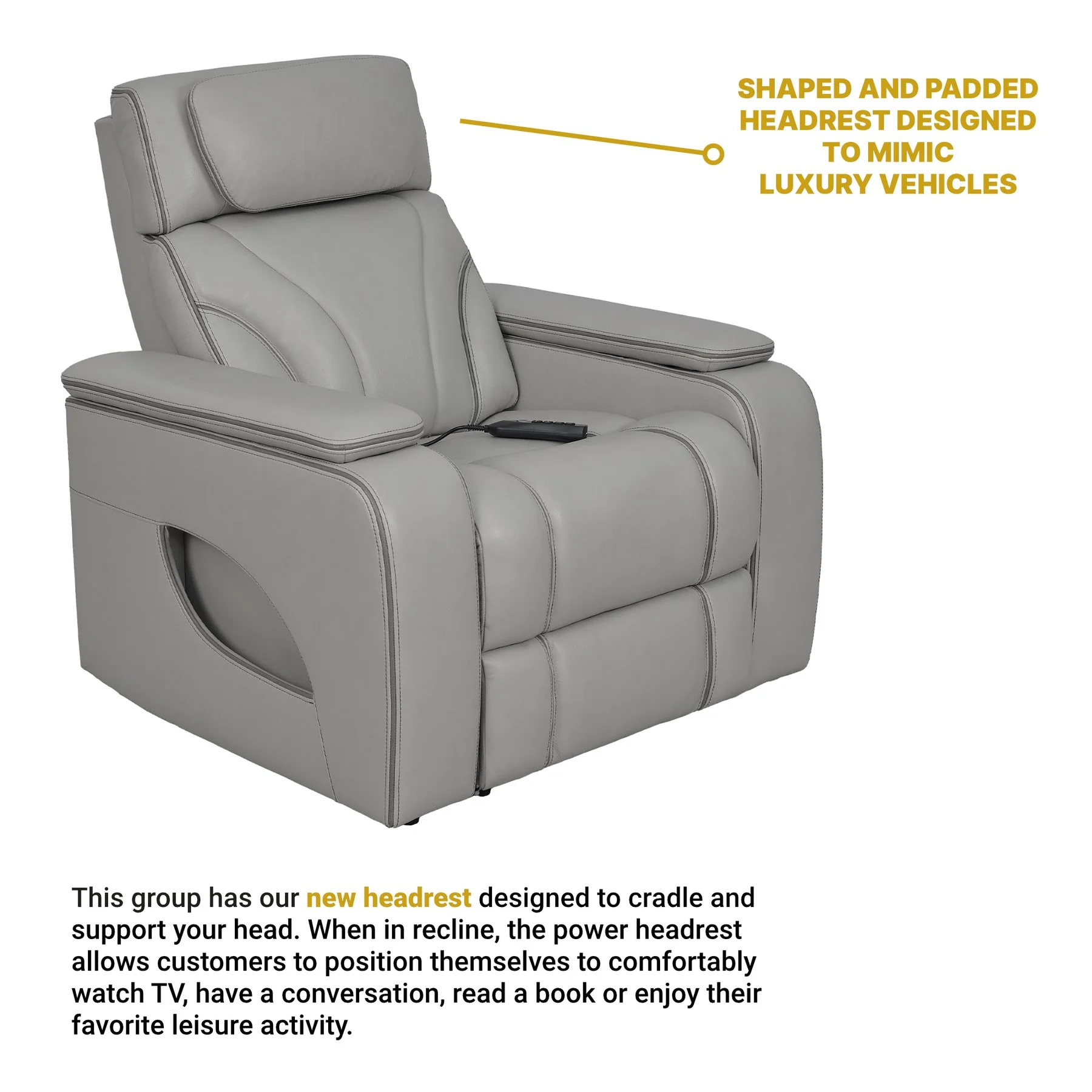 Octavia Zero Gravity Power Recliner with Heat and Massage in Silver and Gray Leather - Image 13