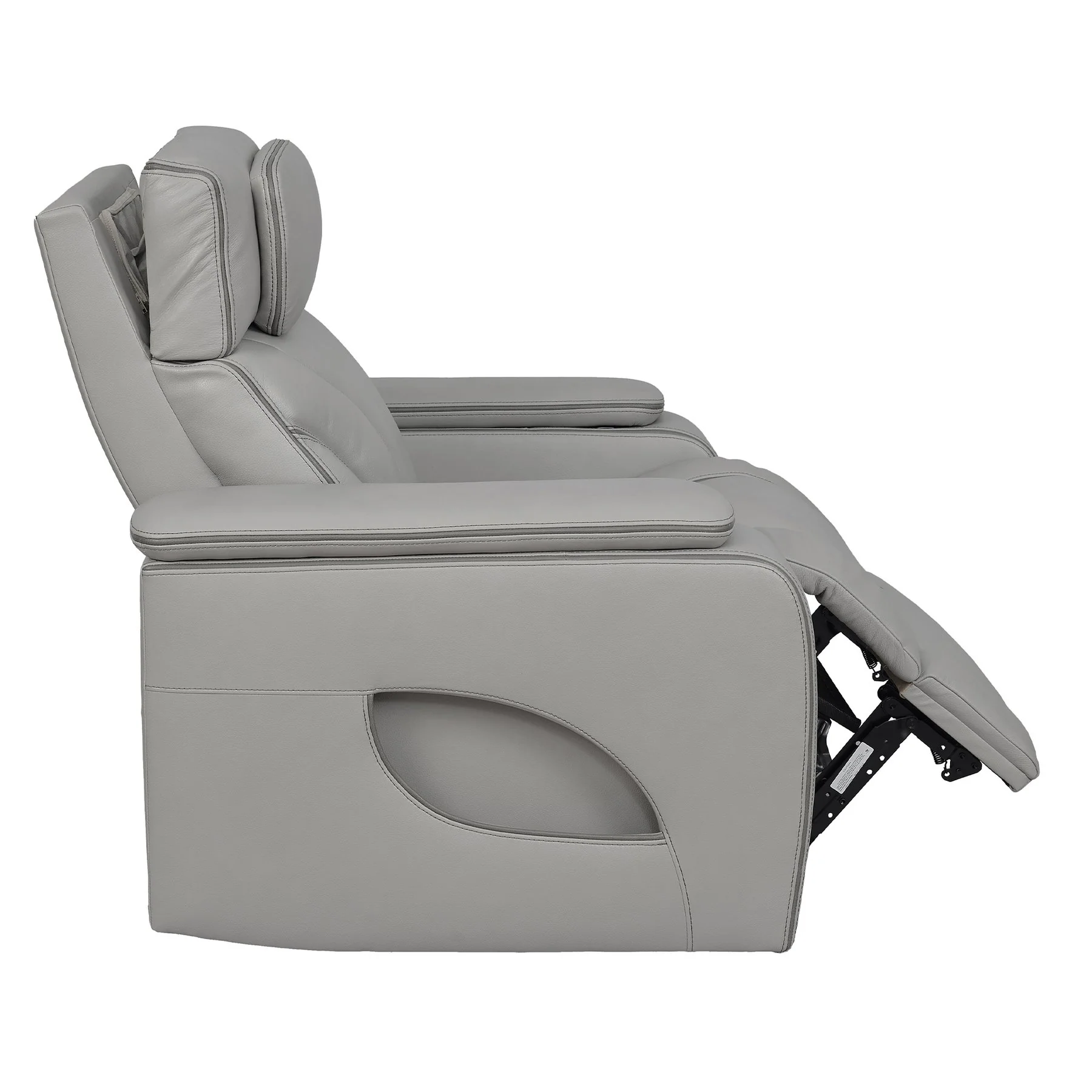 Octavia Zero Gravity Power Recliner with Heat and Massage in Silver and Gray Leather - Image 8