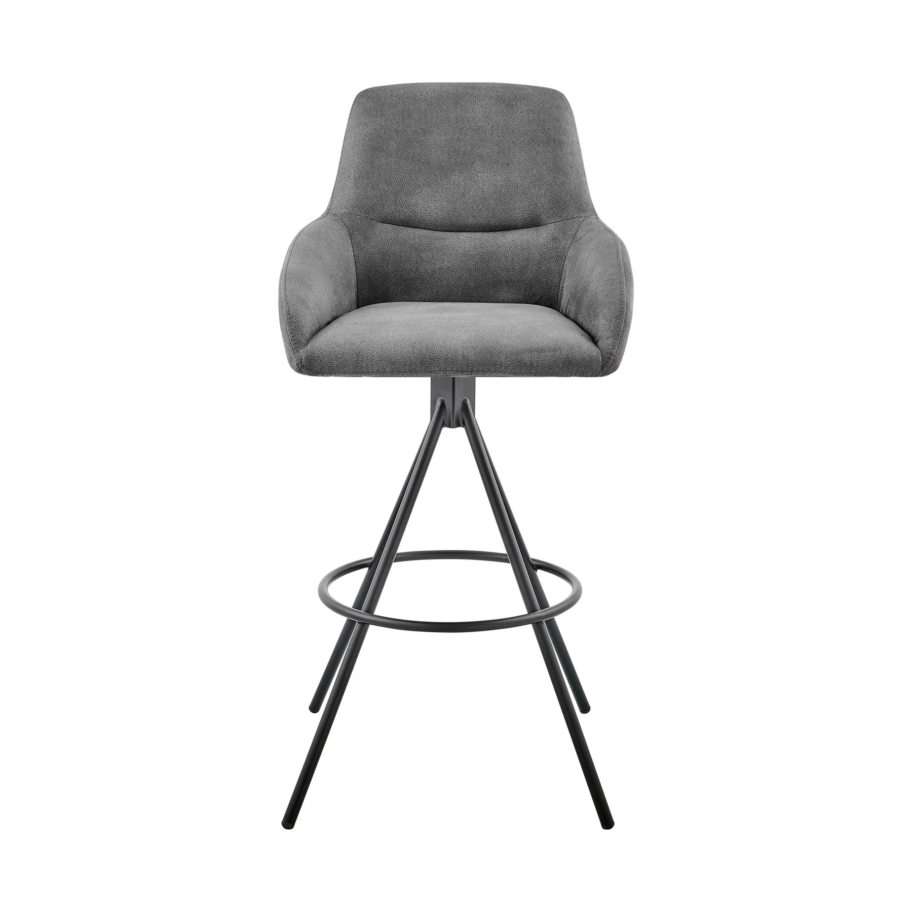 Odessa 26" Counter Height Bar Stool in Charcoal Fabric and Black Finish - Image 2