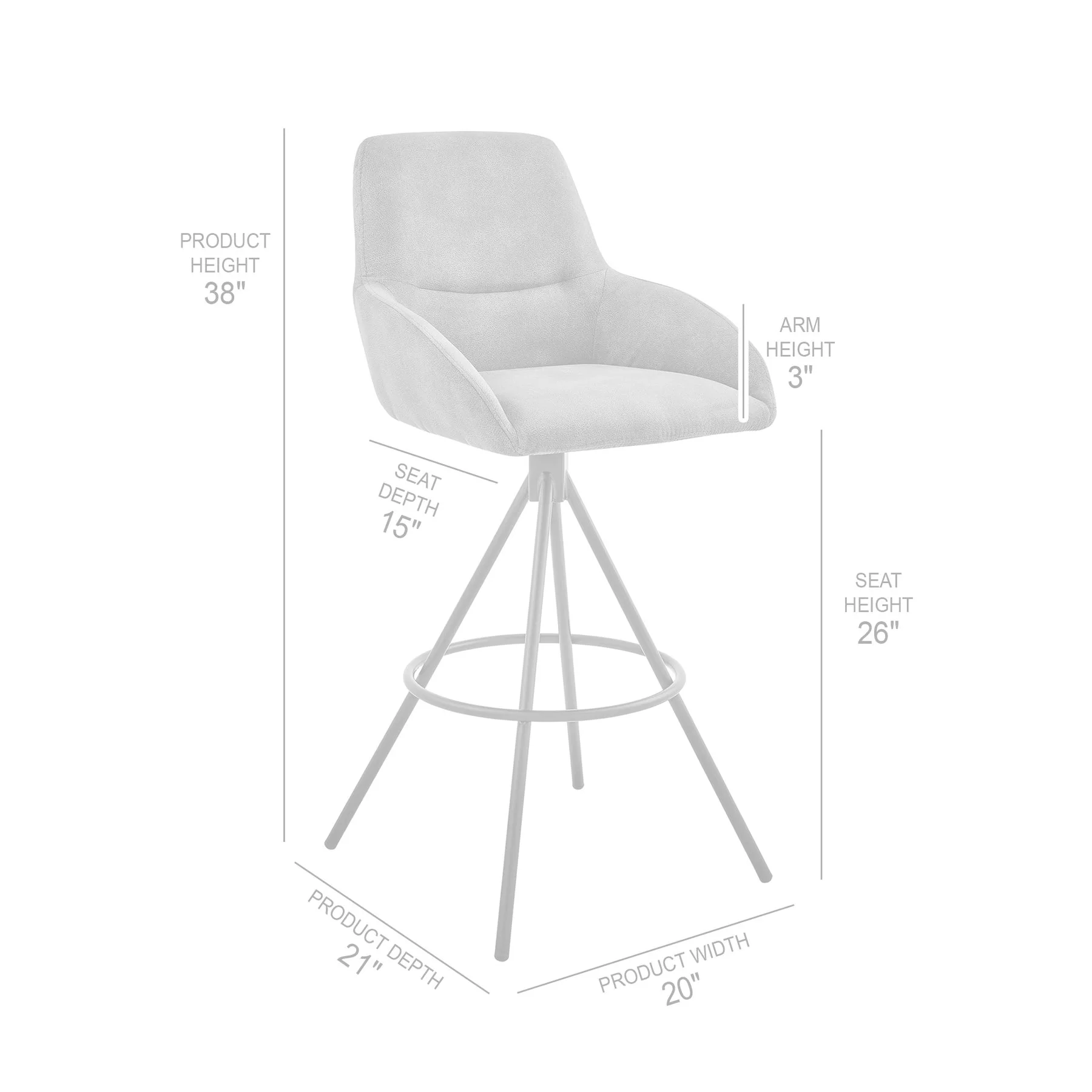 Odessa 26" Counter Height Bar Stool in Charcoal Fabric and Black Finish - Image 8