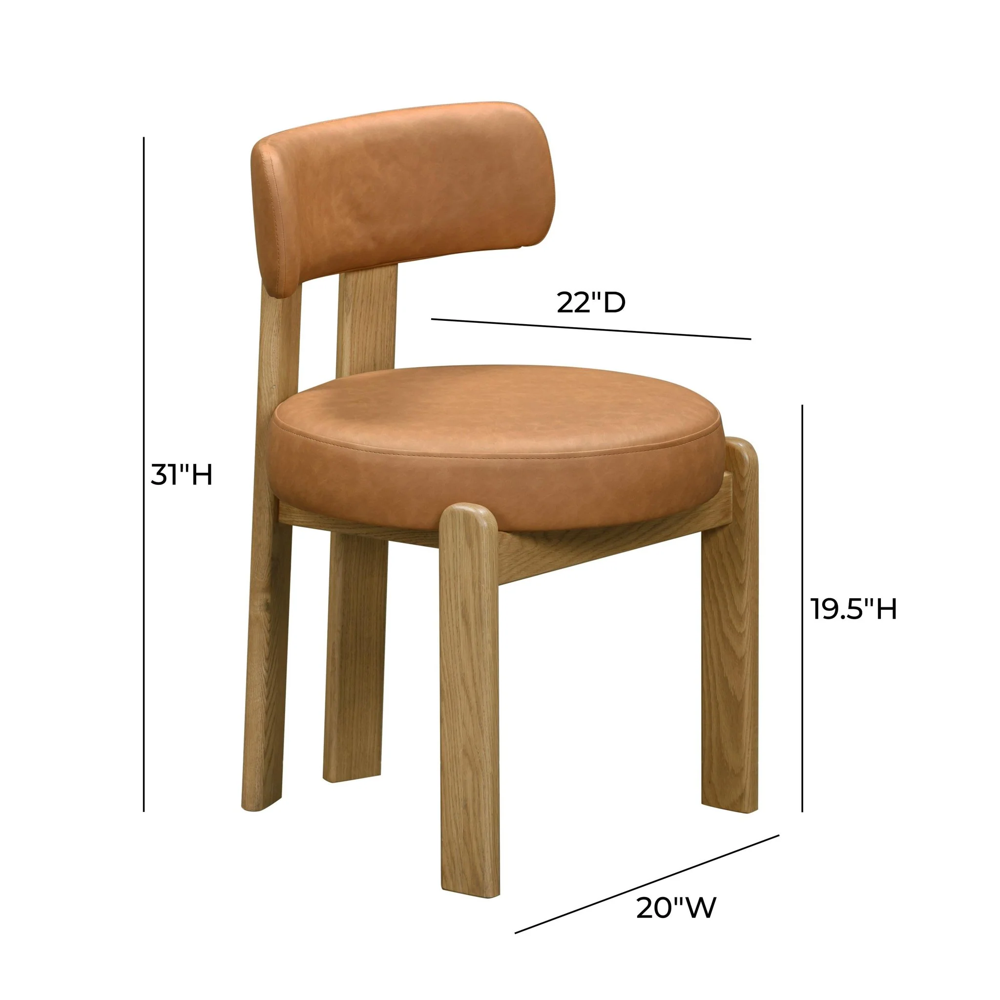Odessa Saddle Brown Vegan Leather Dining Chair - Image 7