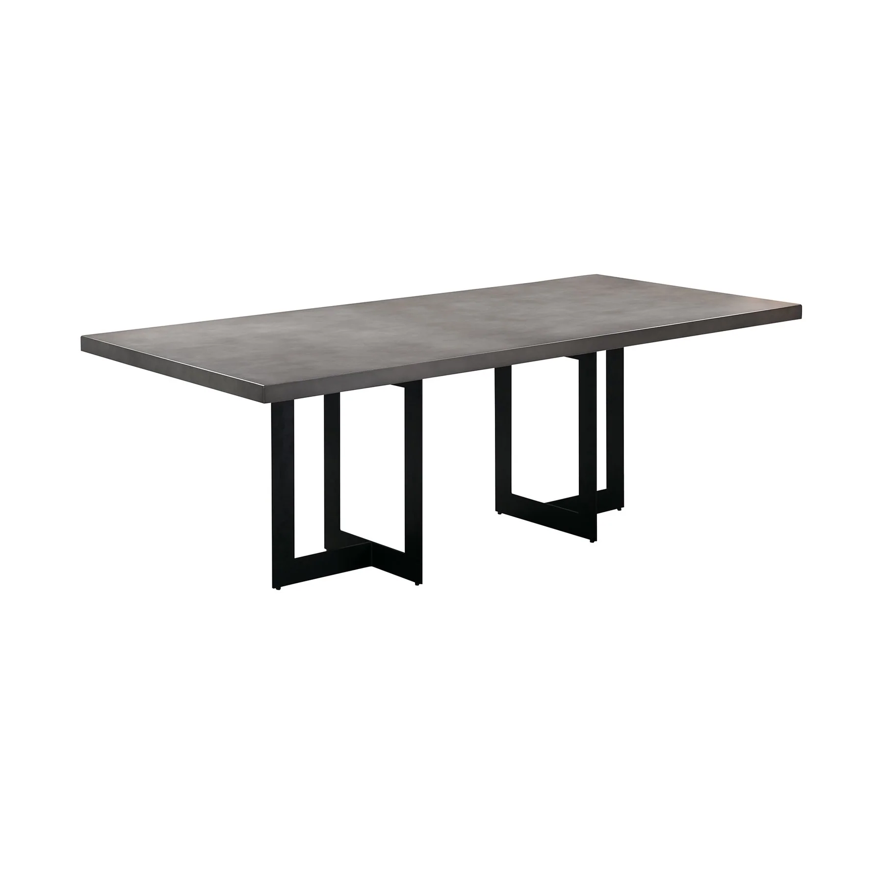 Odet Rectangular 87" Dining Table in Concrete and Black Metal - Image 2