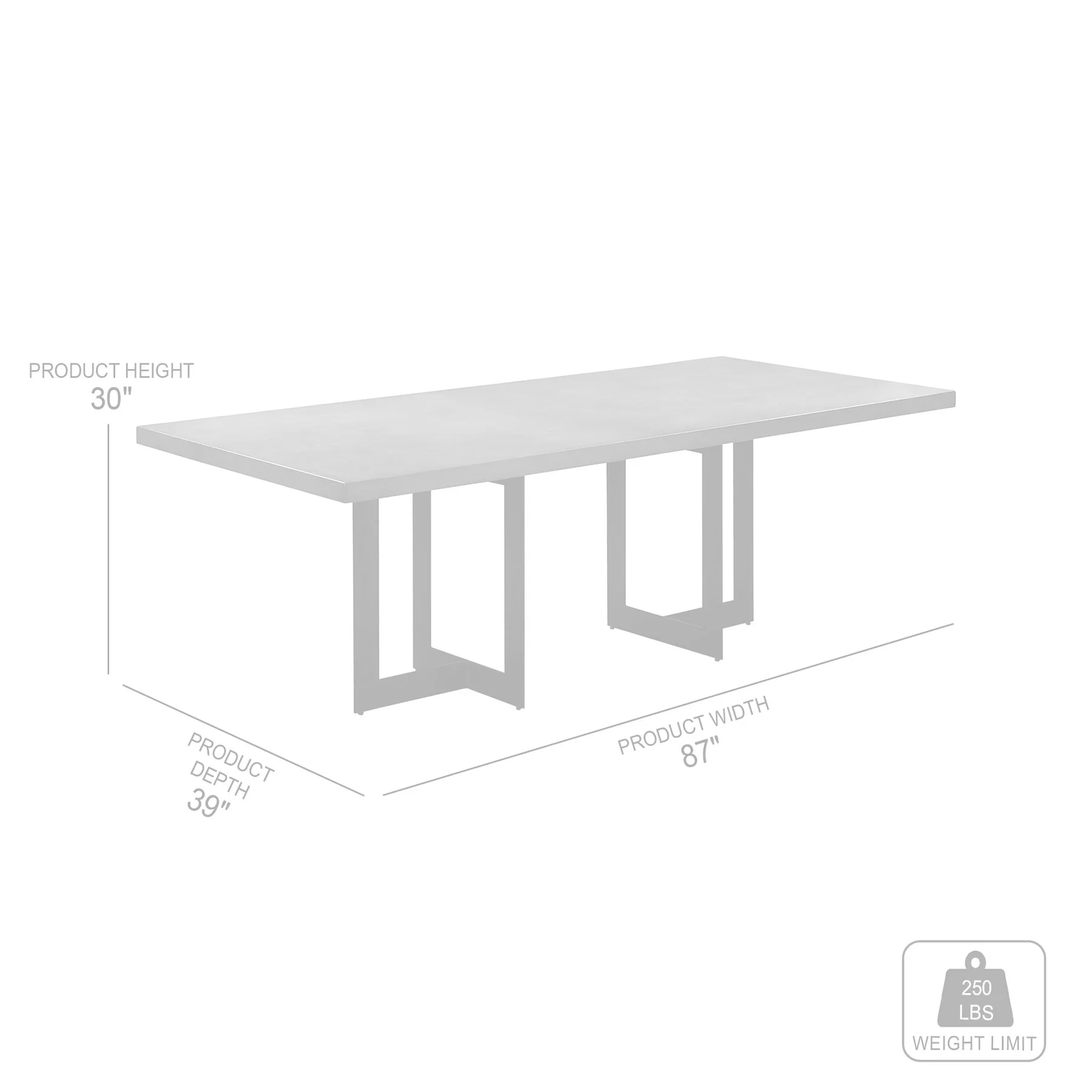 Odet Rectangular 87" Dining Table in Concrete and Black Metal - Image 7
