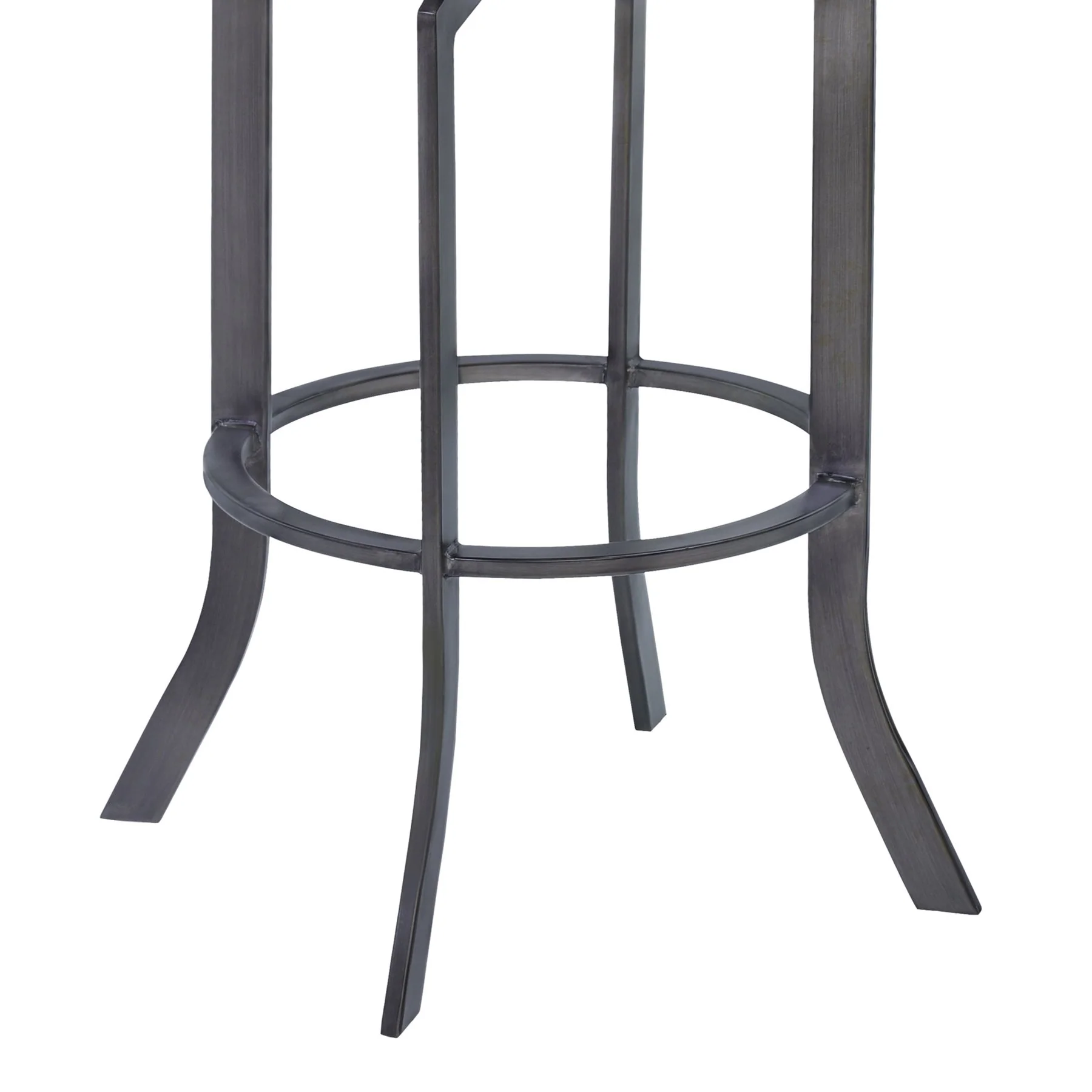 Ojai 30" Bar Height Metal Swivel Barstool in Vintage Black Faux Leather with Mineral Finish and Walnut Wood Back - Image 6