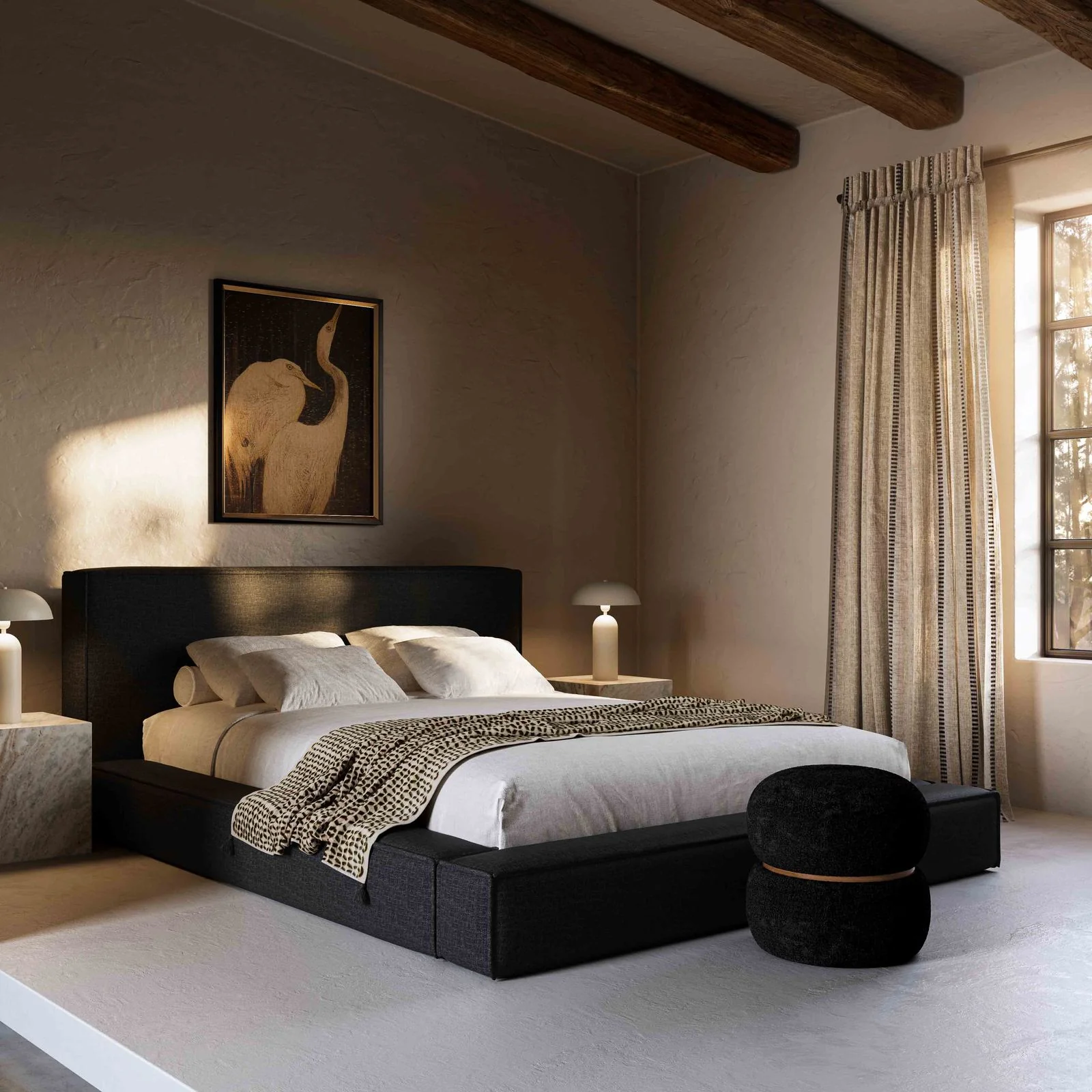 Olafur Black Linen Queen Bed - Image 2