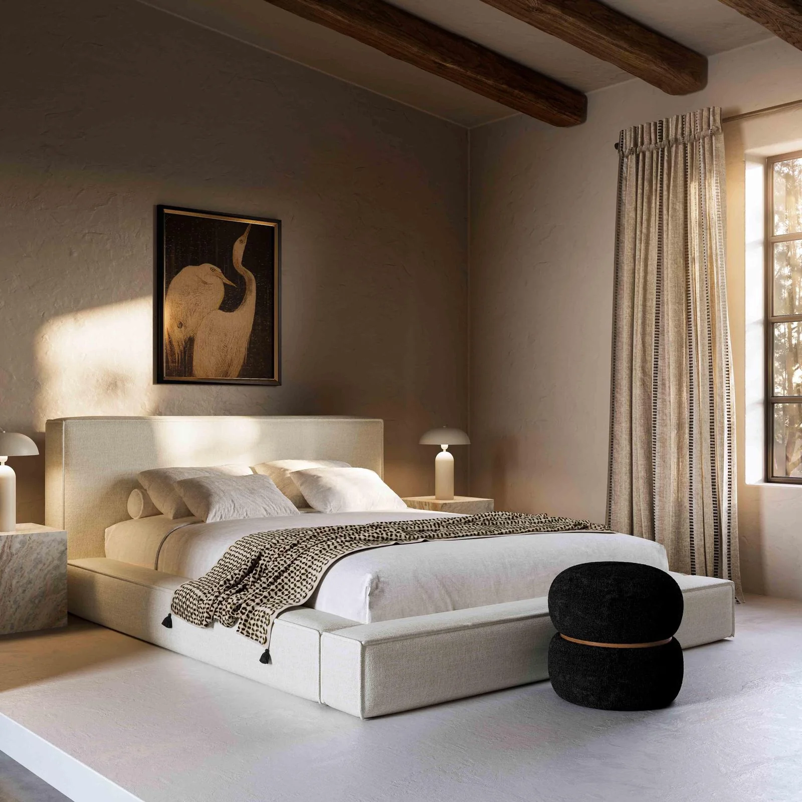 Olafur Cream Linen Queen Bed - Image 2