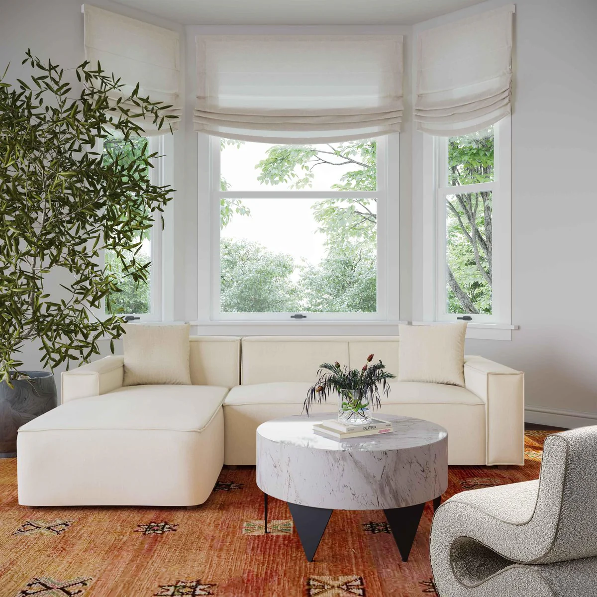Olafur Cream Linen Sectional - LAF - Image 2