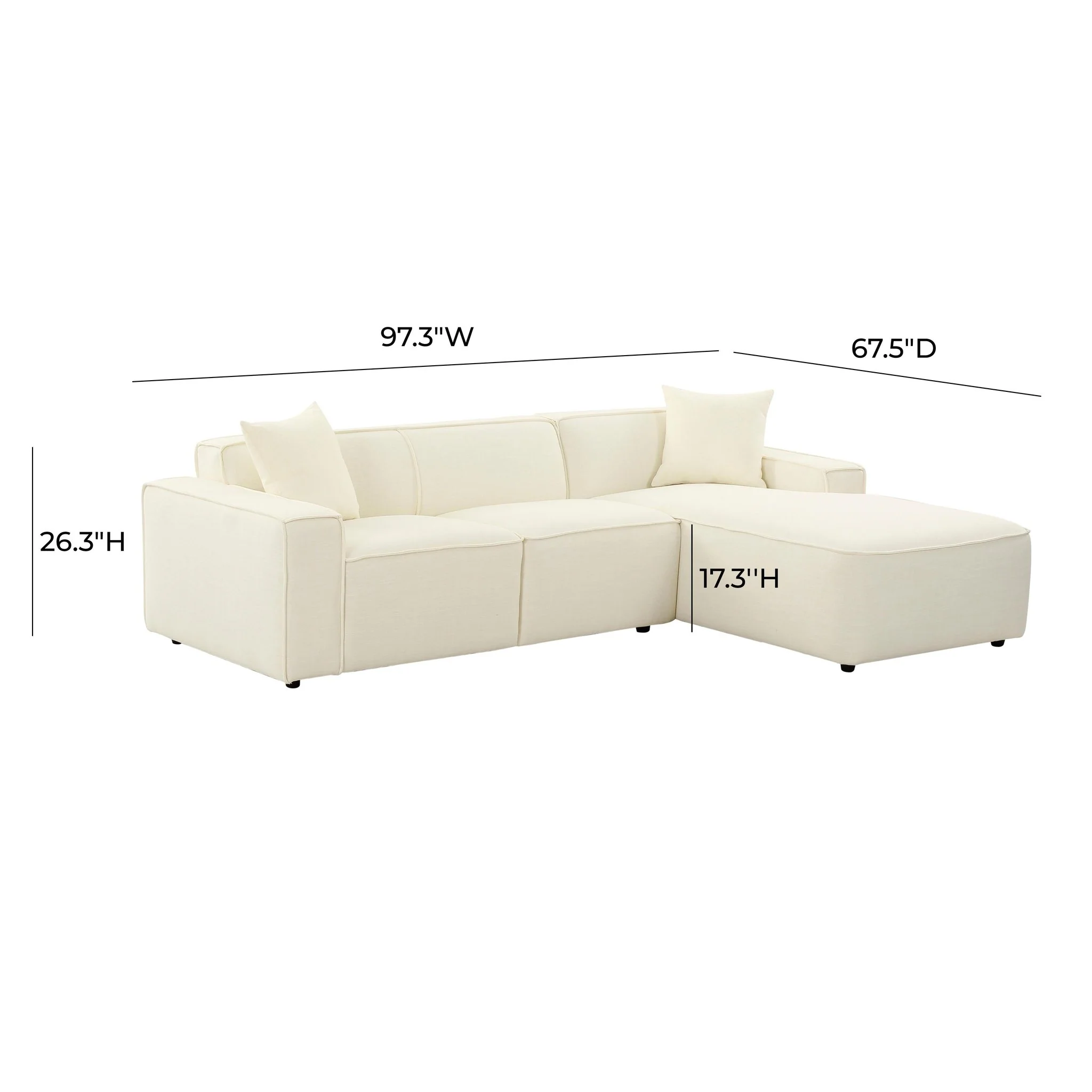 Olafur Cream Linen Sectional - RAF - Image 7