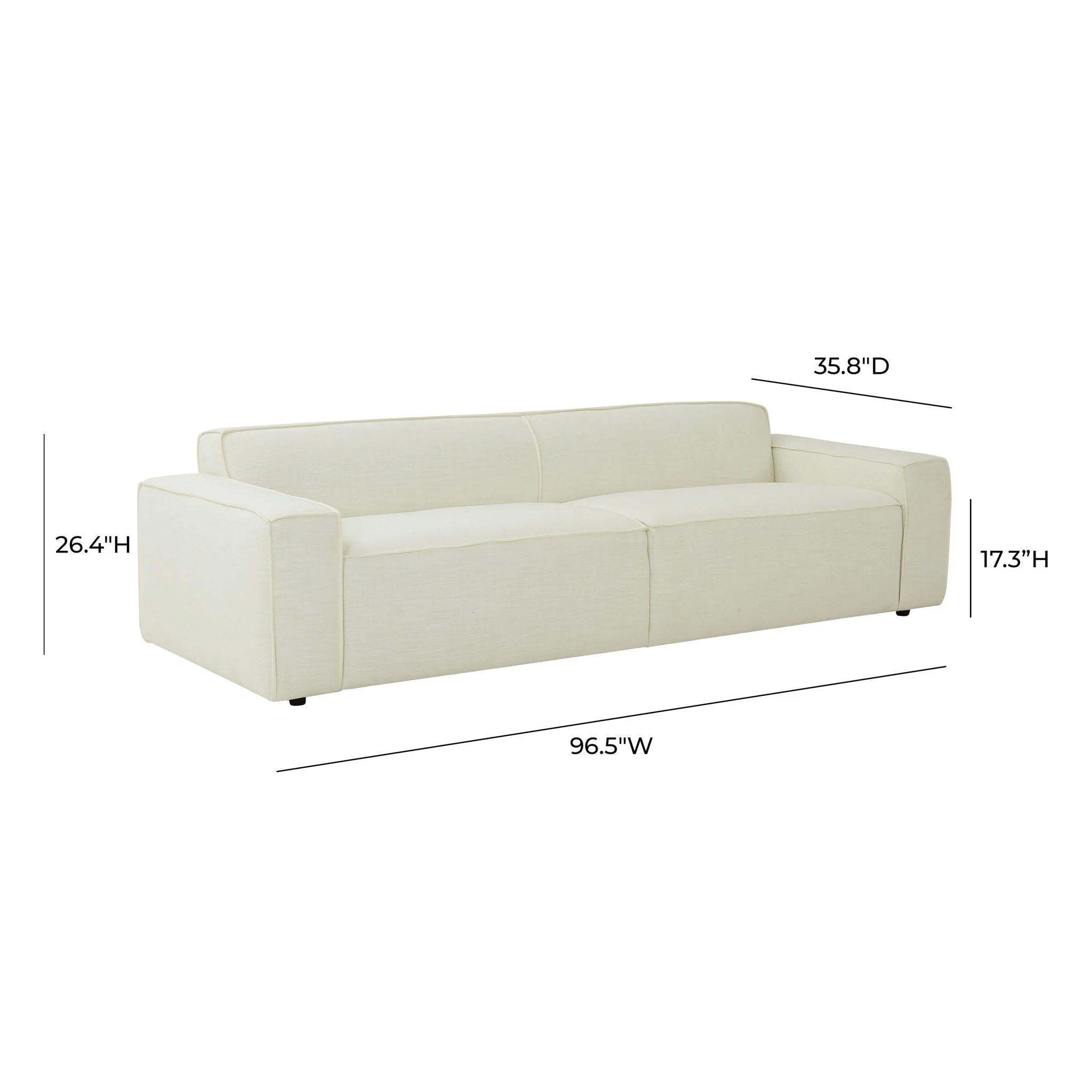 Olafur Cream Linen Sofa - Image 6