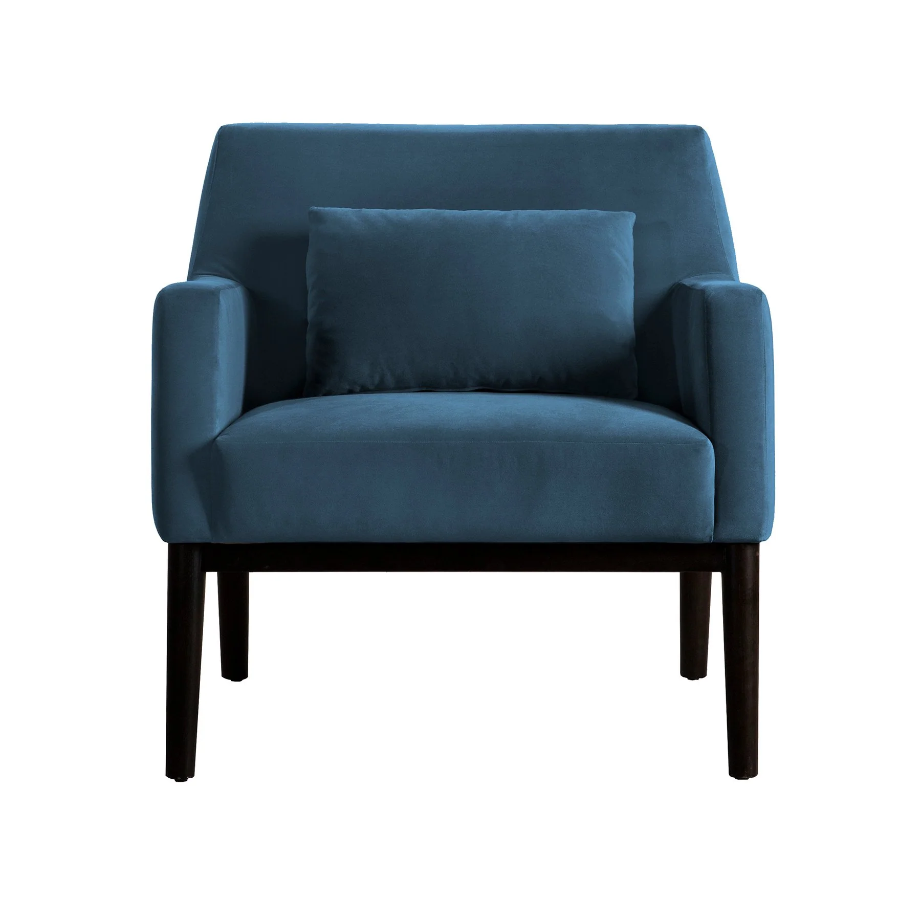 Oliver Blue Velvet Modern Accent Chair with Wood Legs - Image 2