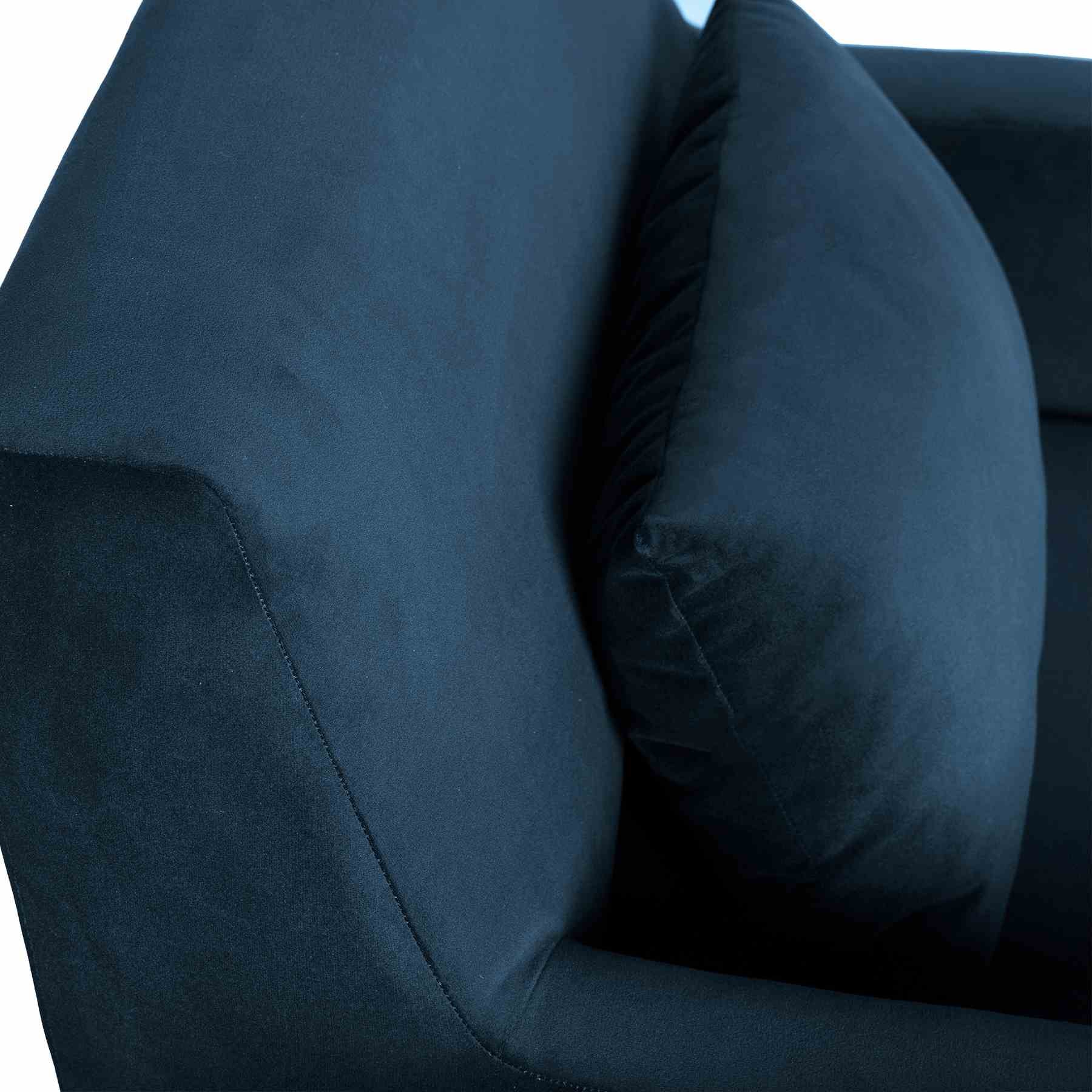 Oliver Blue Velvet Modern Accent Chair with Wood Legs - Image 4