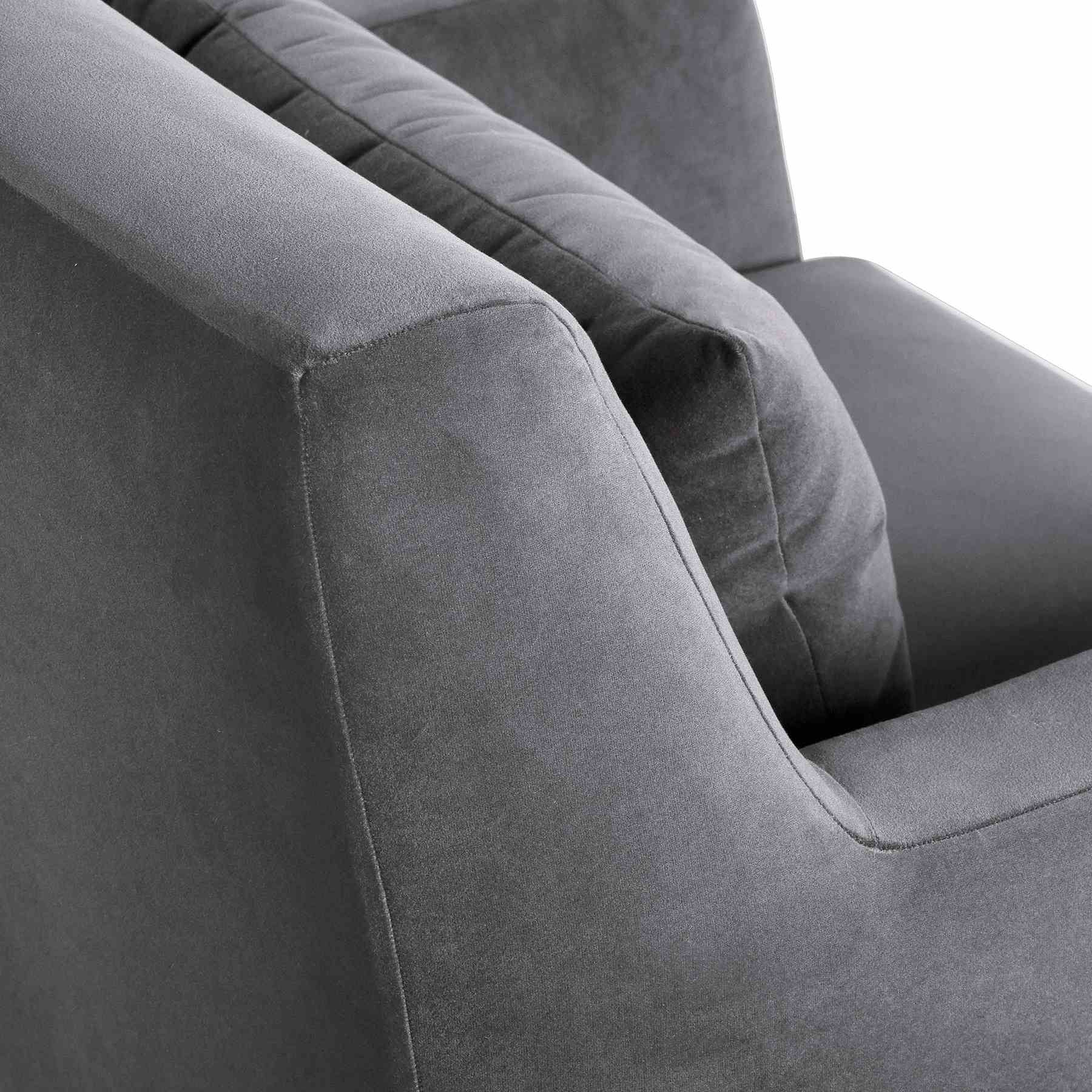 Oliver Gray Velvet Modern Accent Chair with Wood Legs - Image 4