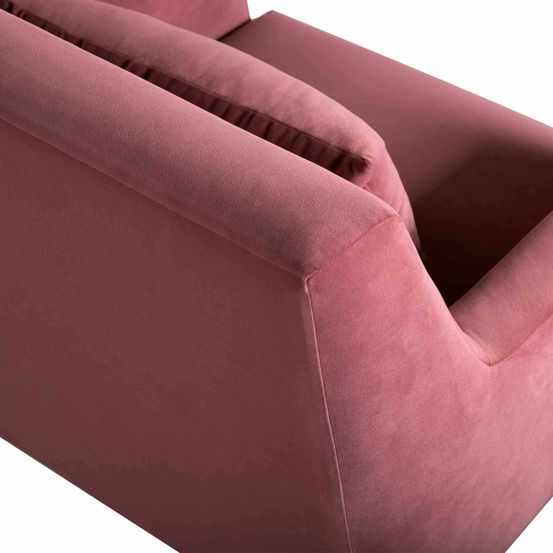 Oliver Pink Velvet Modern Accent Chair with Wood Legs - Image 4