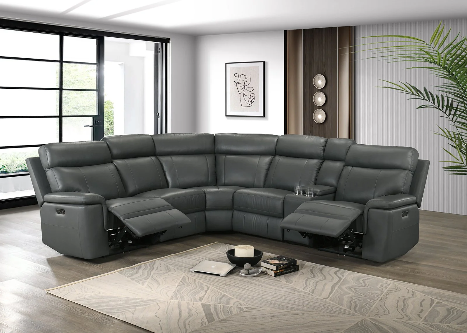 Oliverus Power Sectional, Dark Gray - Image 2