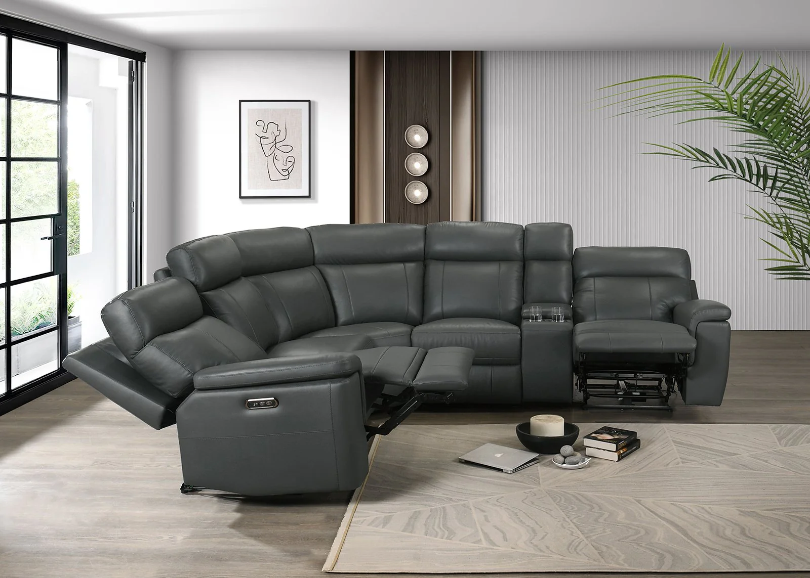 Oliverus Power Sectional, Dark Gray - Image 3