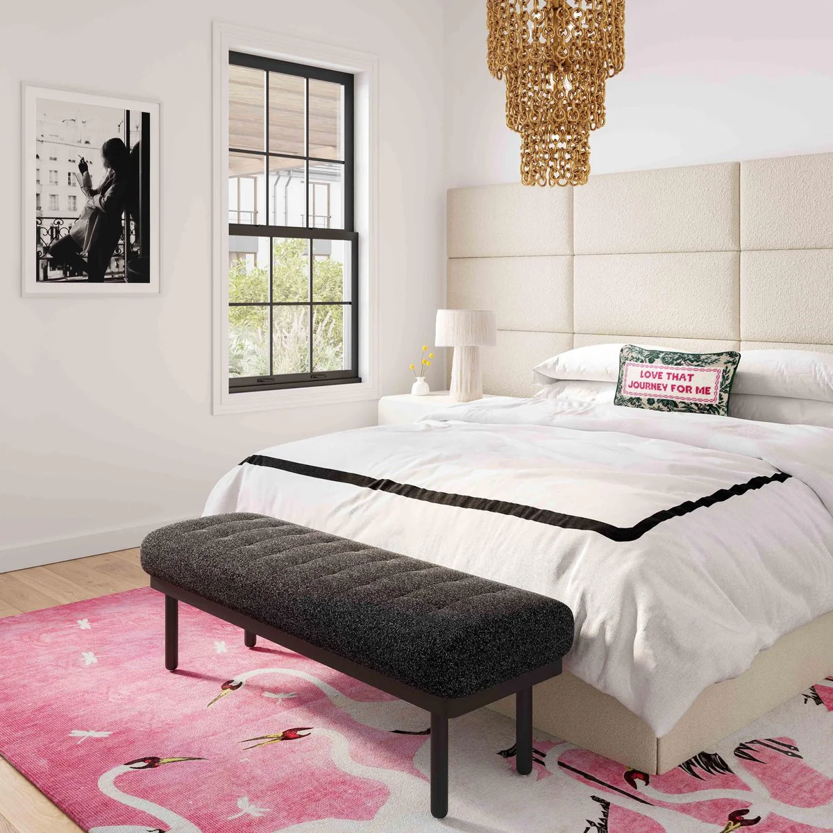 Olivia Black Boucle Bench - Image 2