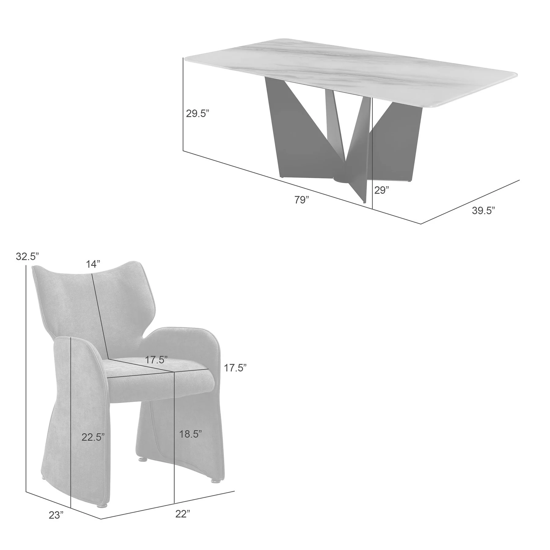 Olivia Modern 7-Piece Dining Set with Gray Upholstered Chairs and Tempered Glass Tabletop - Image 9